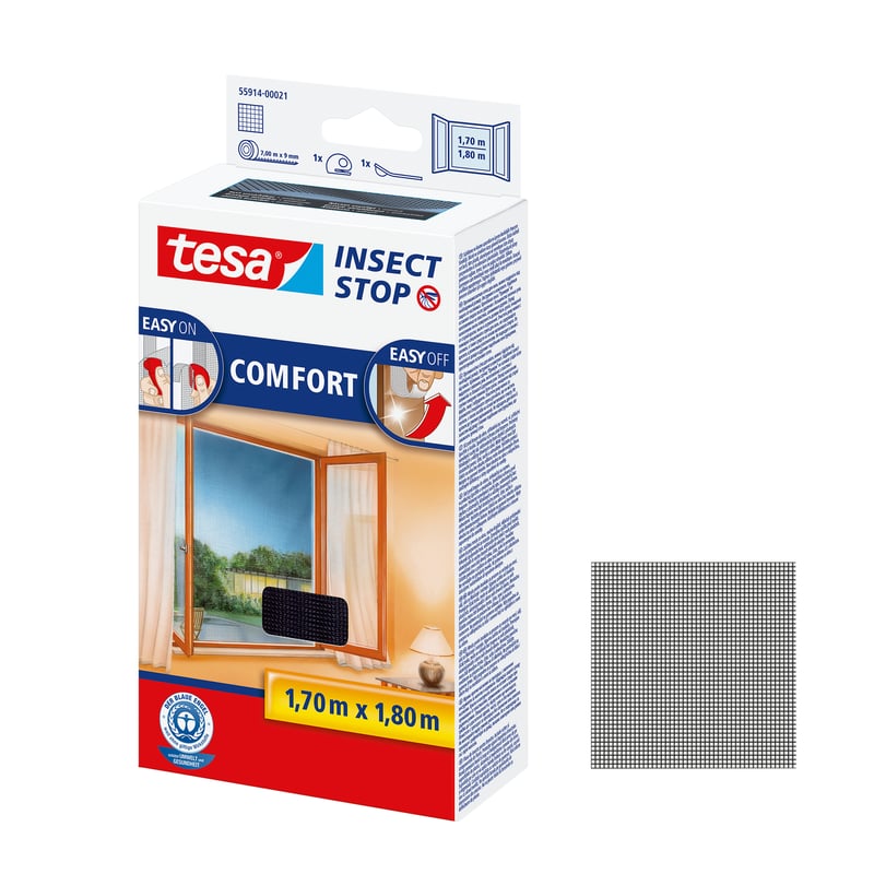 Moskitiera na okno Comfort 170 x 180 cm Czarna Tesa