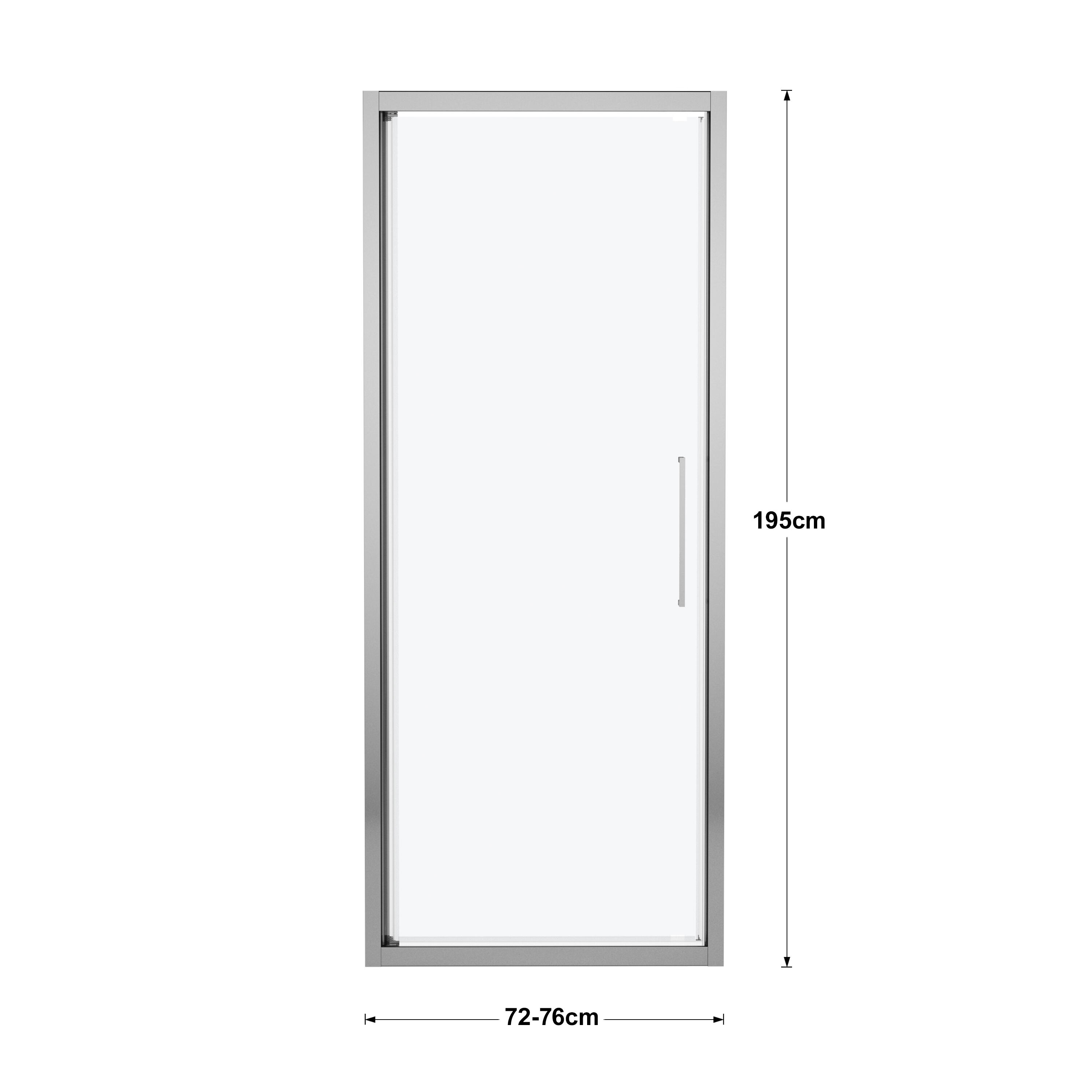 Porta doccia saloon L 72-76 cm x H 195 cm per nicchia in vetro smerigliato SP. 6 mm, profilo lucido cromo, serie Record - 4