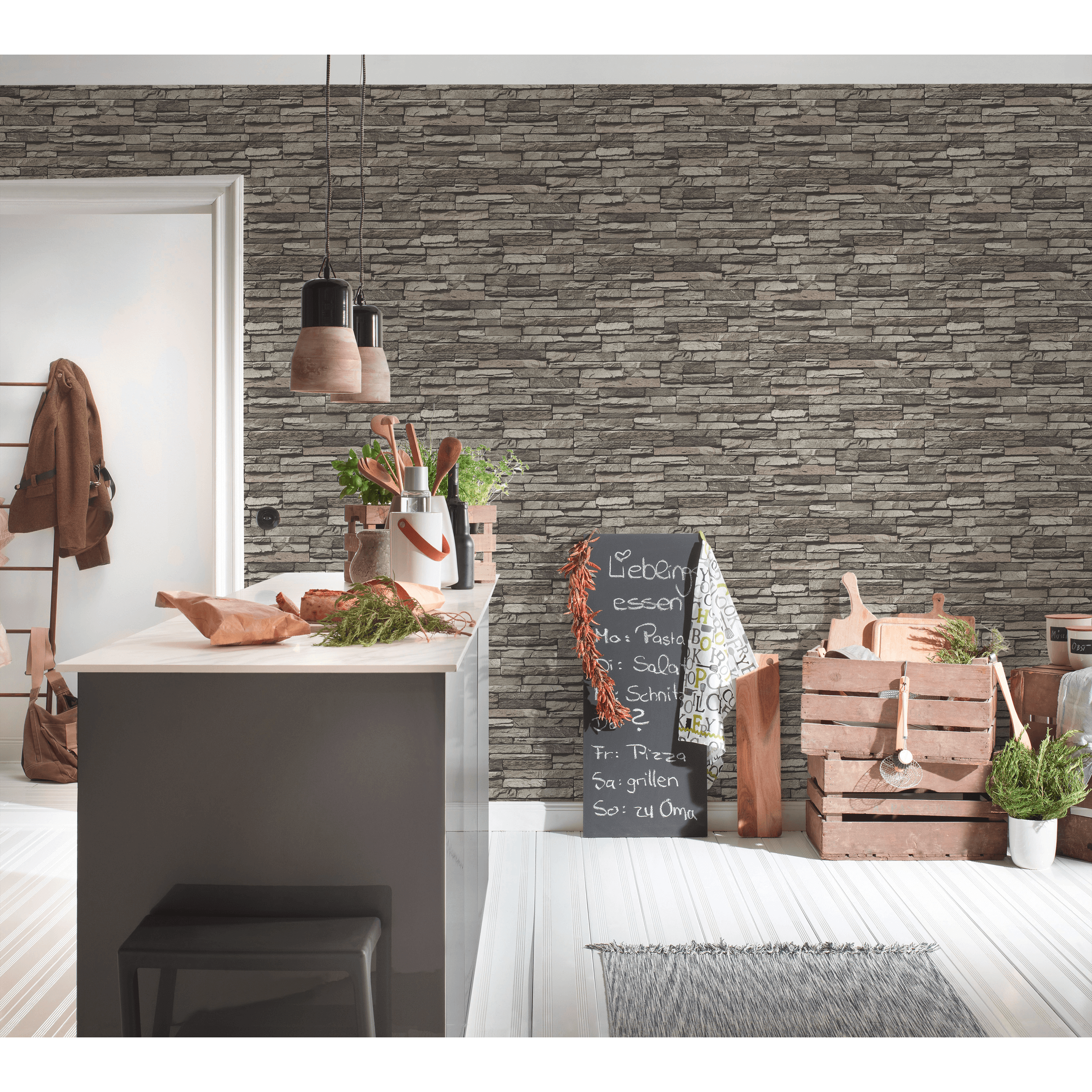 Tapeta 3D Kamienie szara imitacja kamienia winylowa na flizelinie - 2
