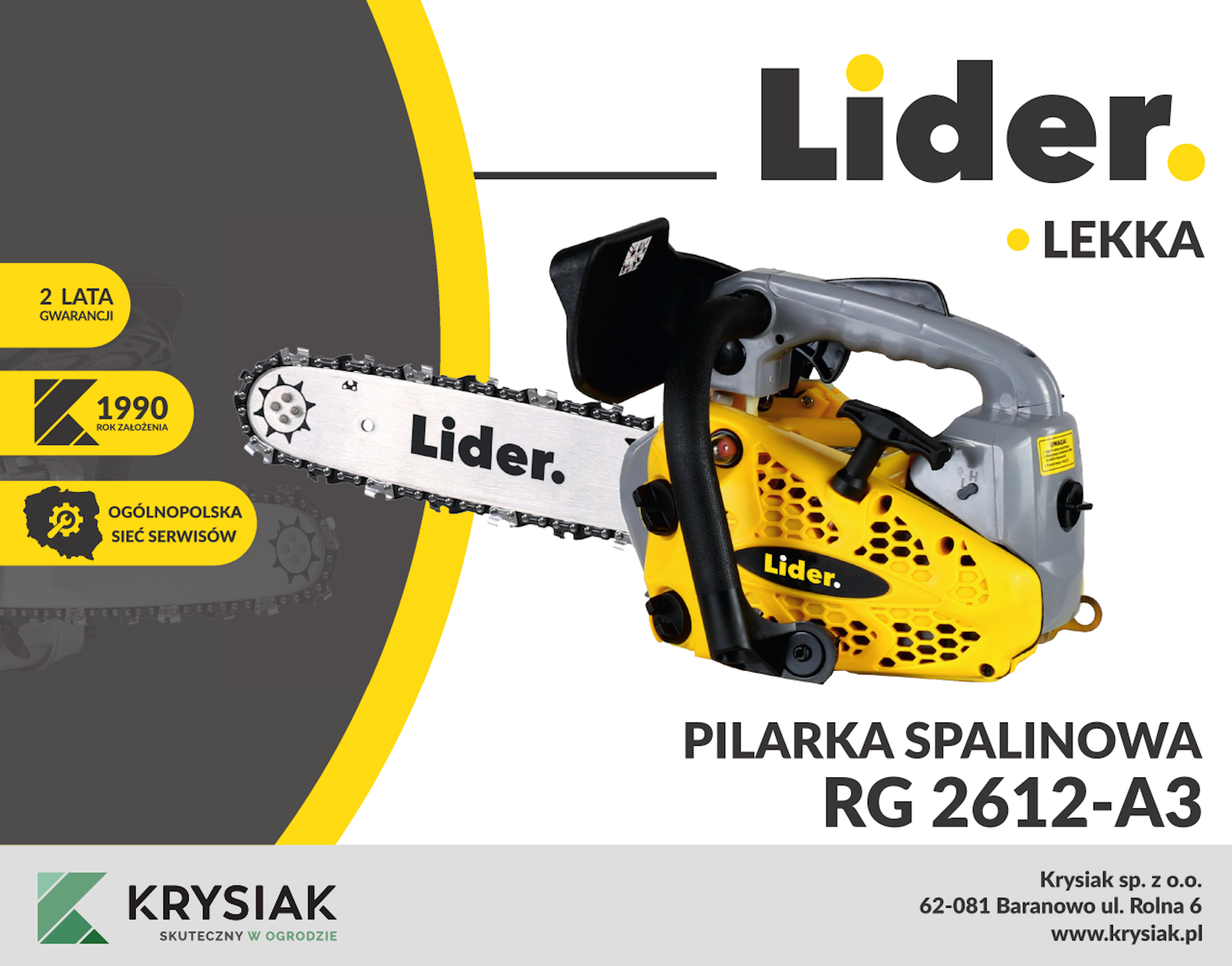 Pilarka łańcuchowa spalinowa 30cm 0.7 kW 25.4cm3 LIDER LIP RG2612-A3 - 10