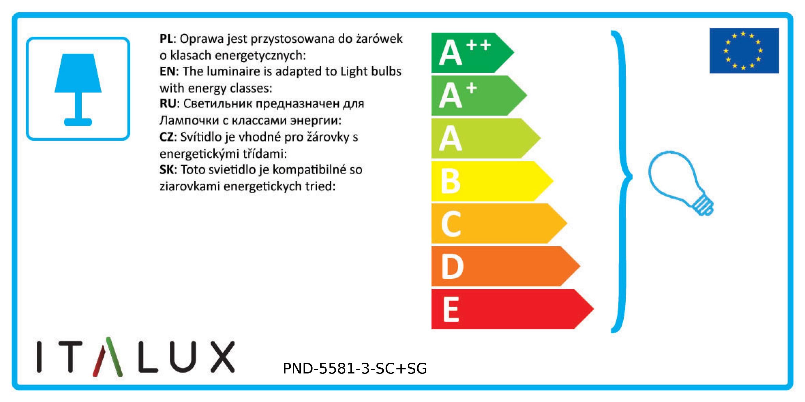 Lampa wisząca Sardo nikiel 3 x E27 Italux - 4