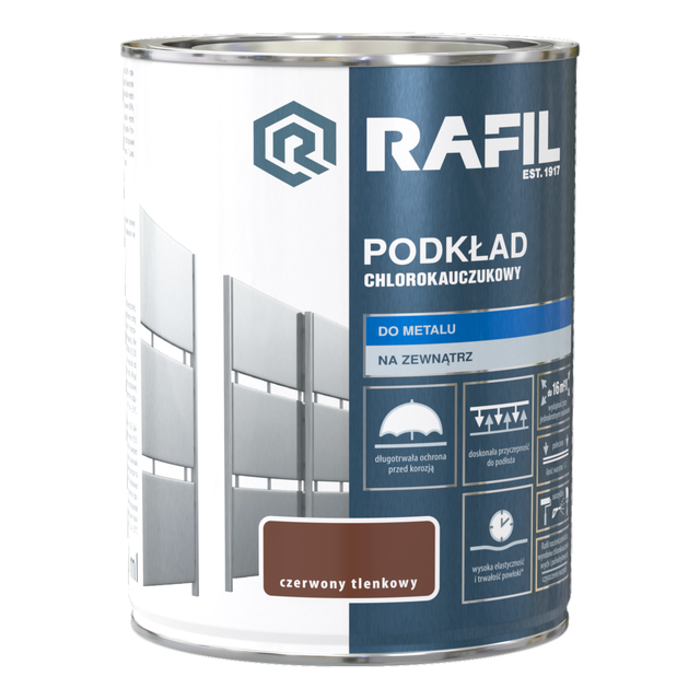 Podkład chlorokauczukowy 0.9 l czerwony tlenkowy RAFIL