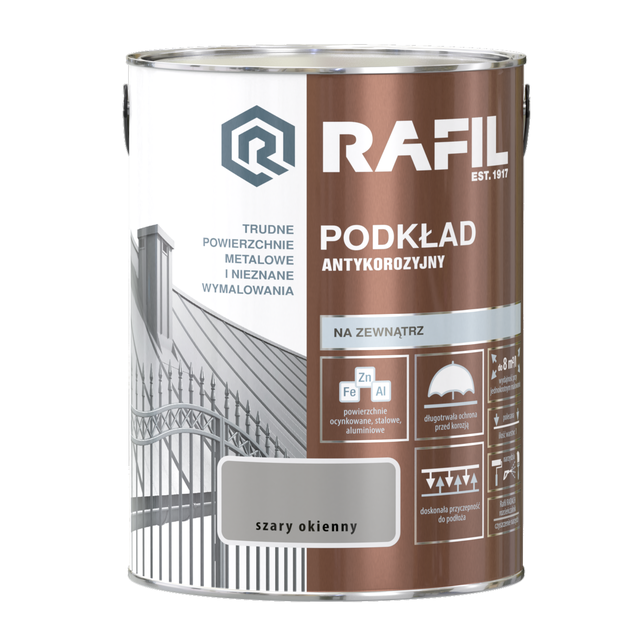 Podkład antykorozyjny 5 l szary okienny RAFIL