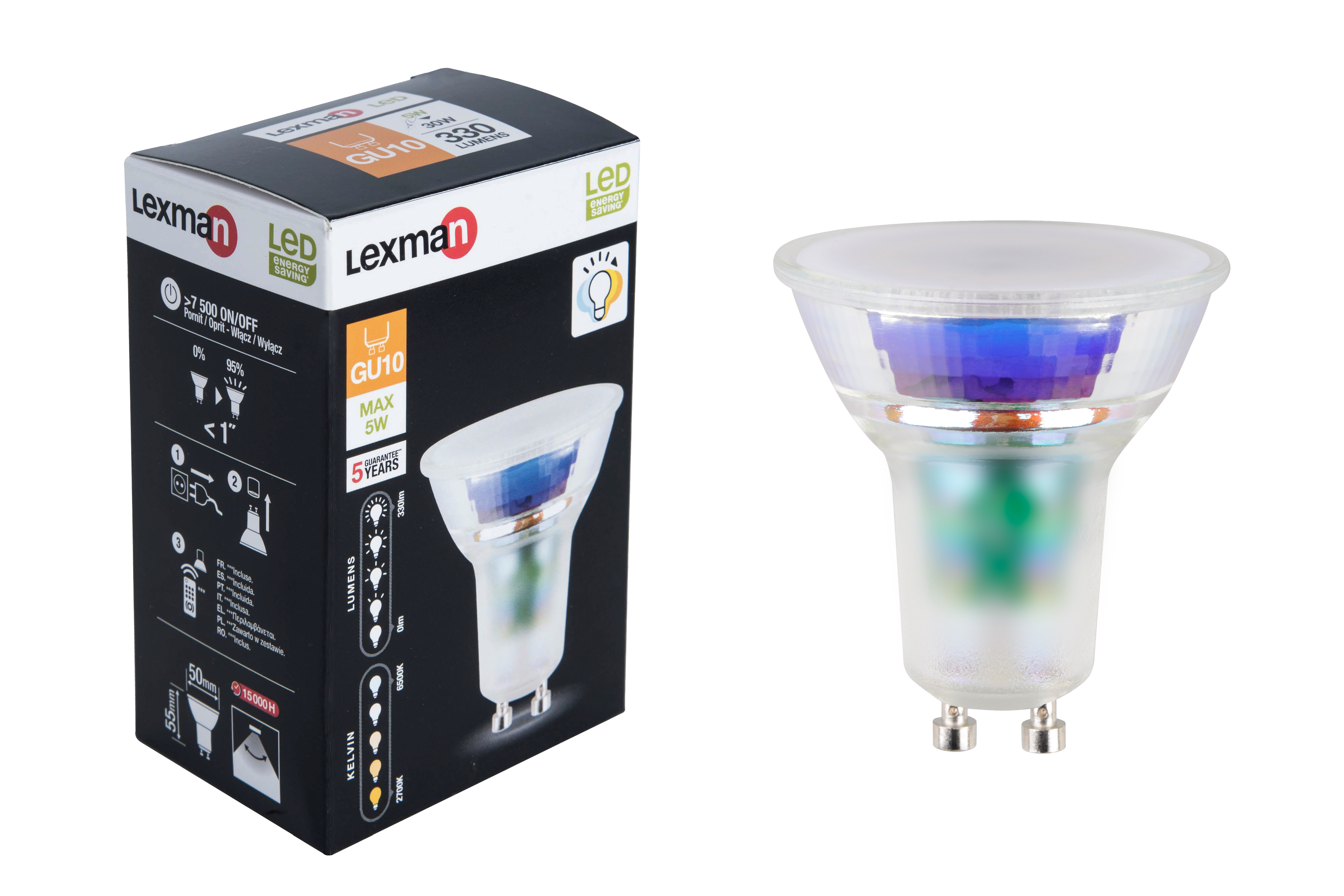 Żarówka LED GU10 z pilotem DIM/CCT 5 W = 30 W 330 lm Lexman - 2