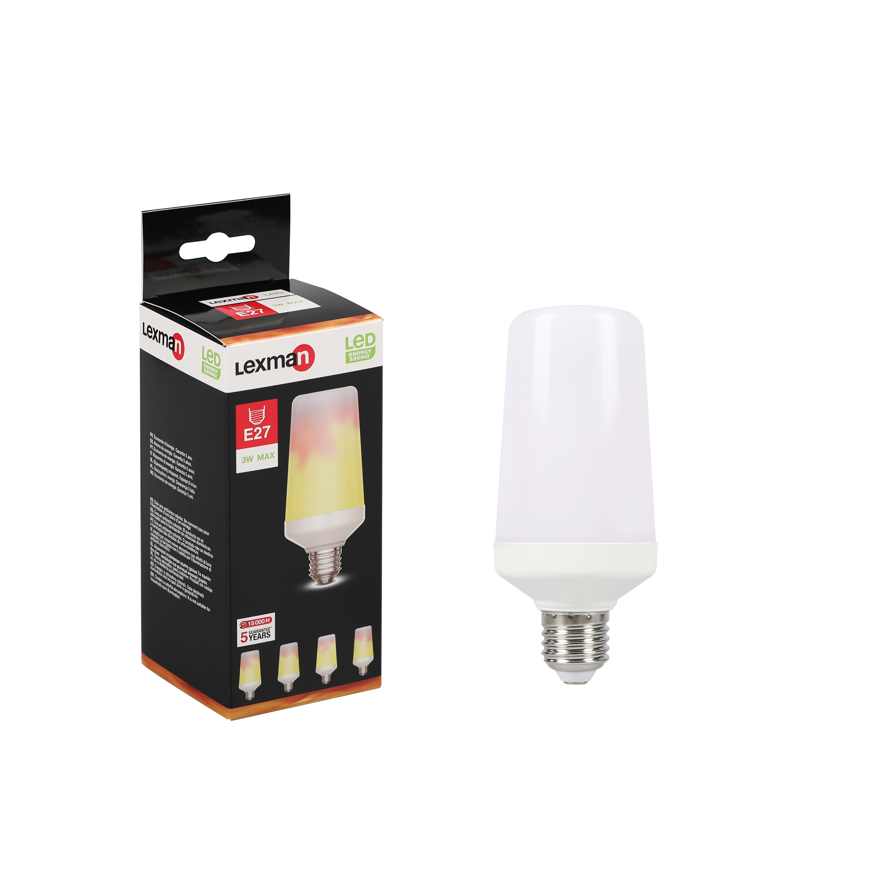 Lampadina LED, E27 tubo, smerigliato, luce calda, 3W= 200 LM 5°, LEXMAN - 2