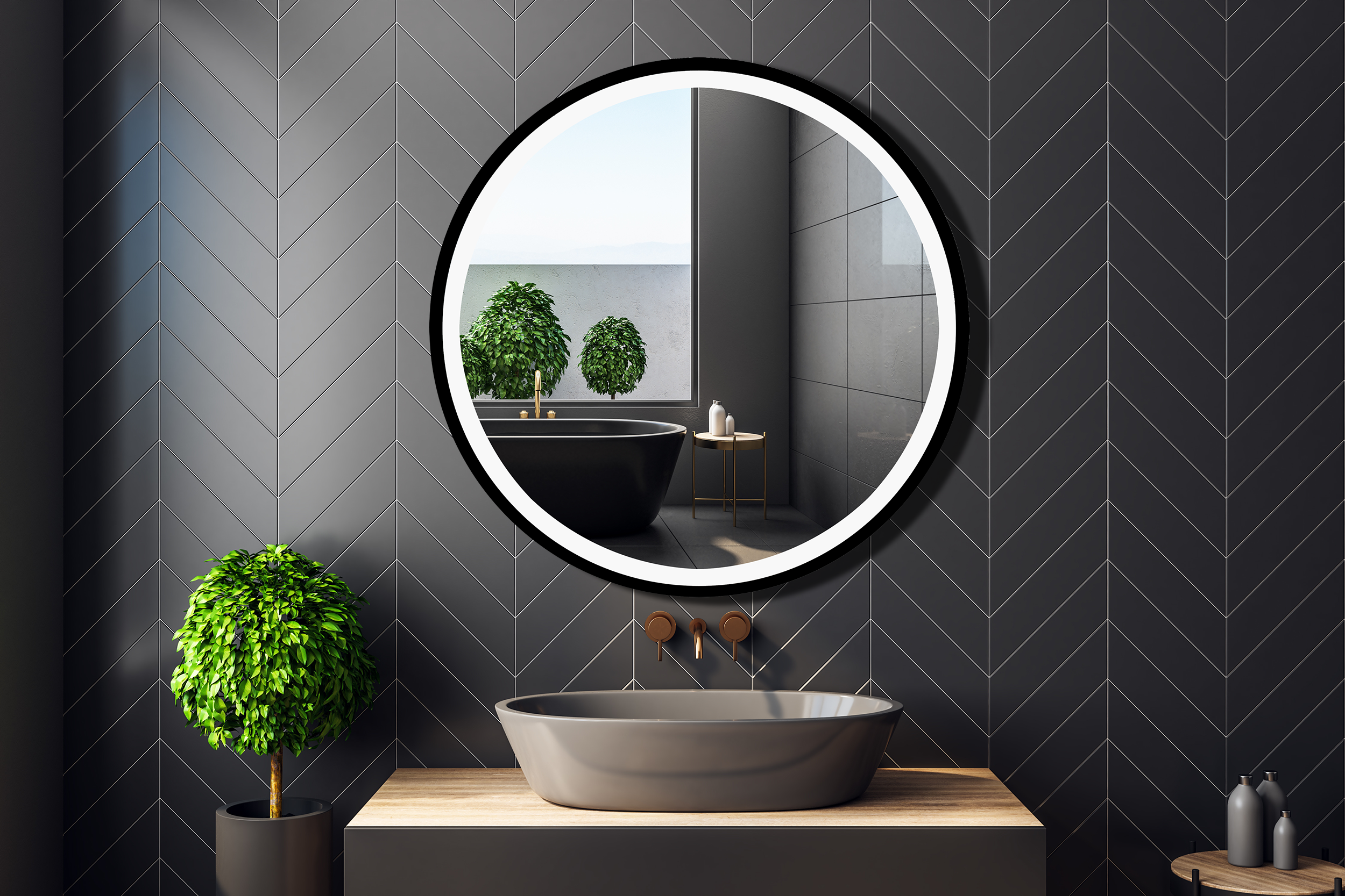 Lustro łazienkowe z wbudowanym oświetleniem RUND LED 80 X 80 VENTI - 12