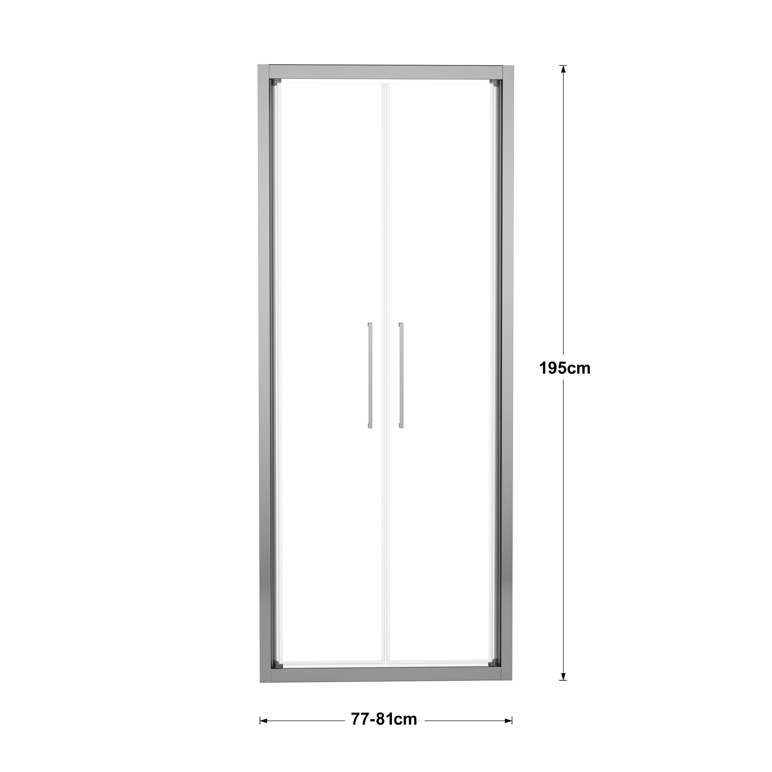 Porta doccia saloon L 77-81 cm x H 195 cm per nicchia in vetro trasparente SP. 6 mm, profilo lucido cromo, serie Record - 4