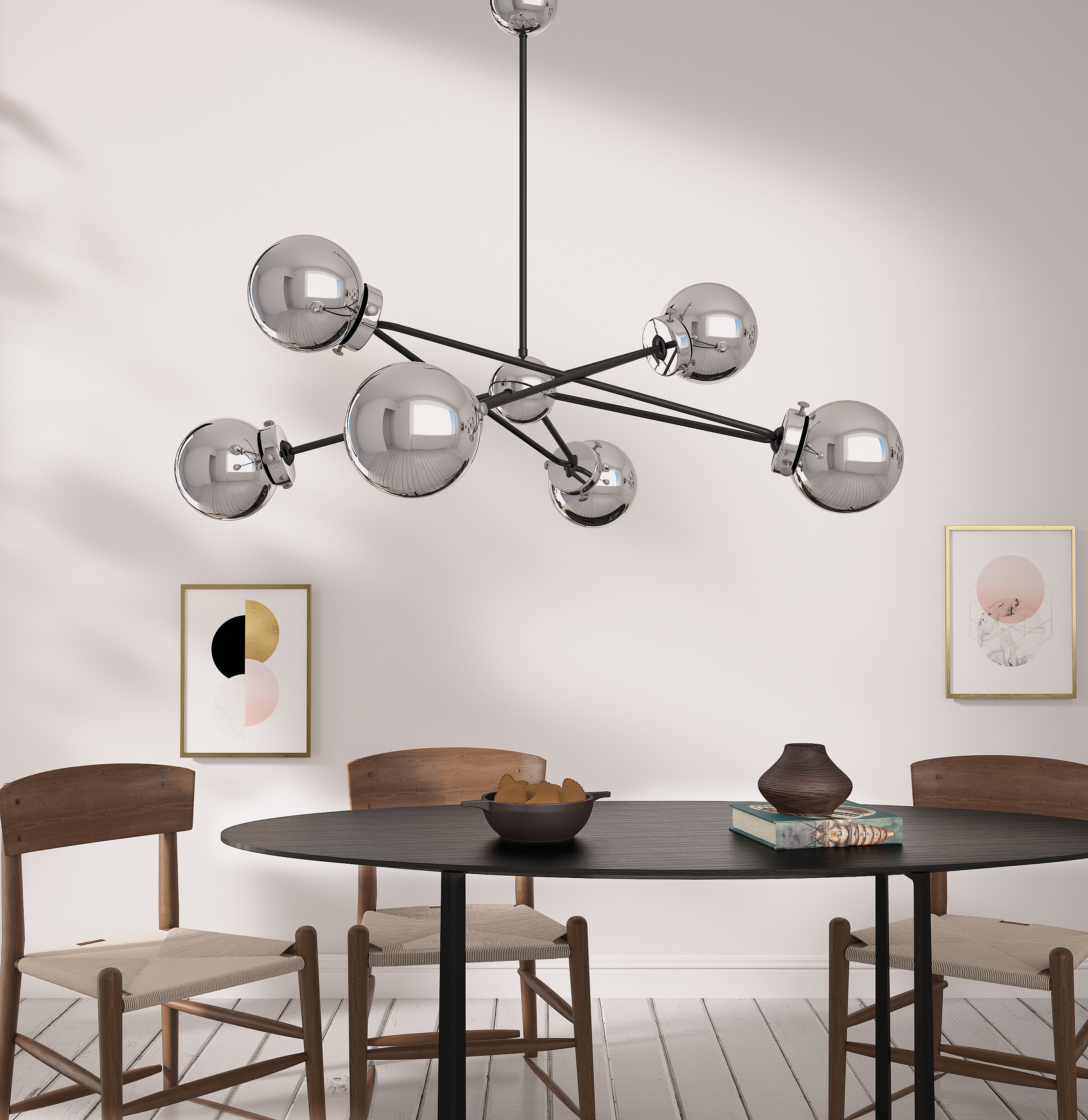 Lampa wisząca Sagito srebrna 6 x E14 Alfa - 3