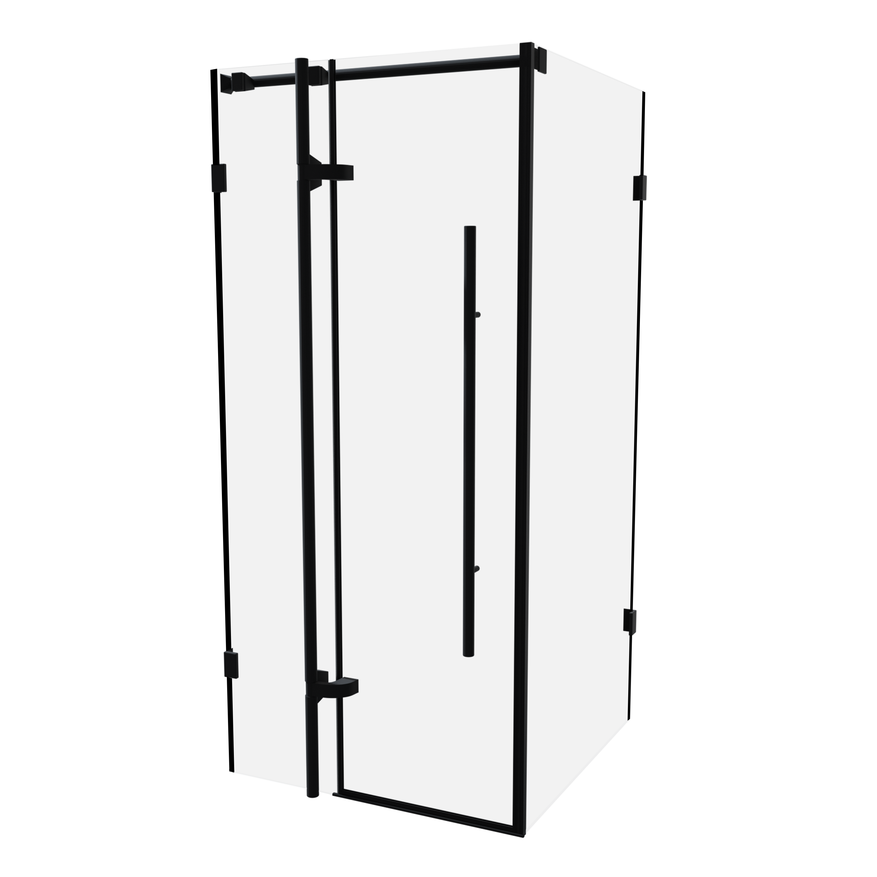 Kabina prysznicowa kwadratowa Ferra Black 90 x 90 x 190 cm czarna szkło transparentne Wellneo