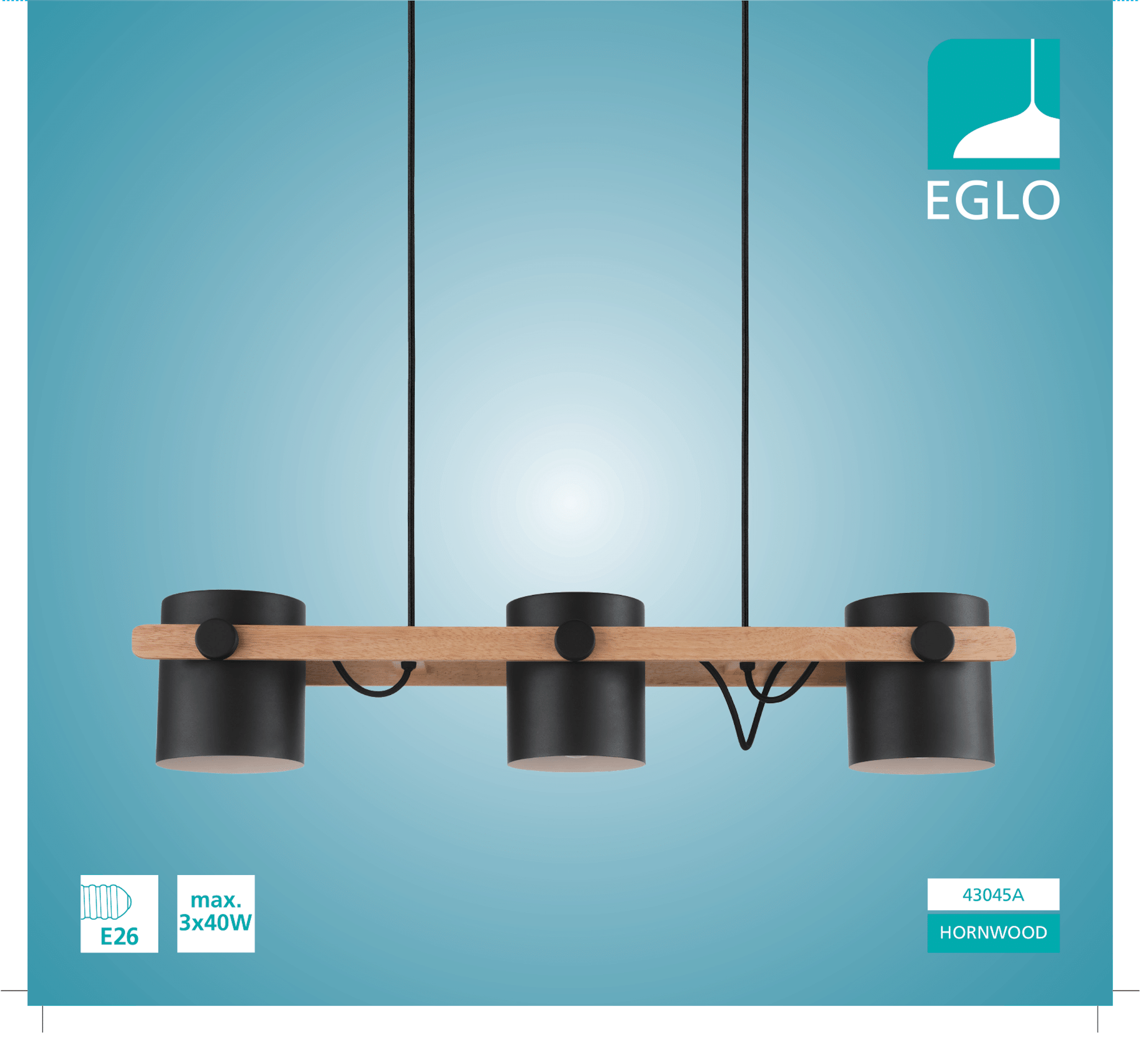 Lámpara de techo colgante de aluminio negra 3 luces E27 Hornwood 78 cm de ancho - 8