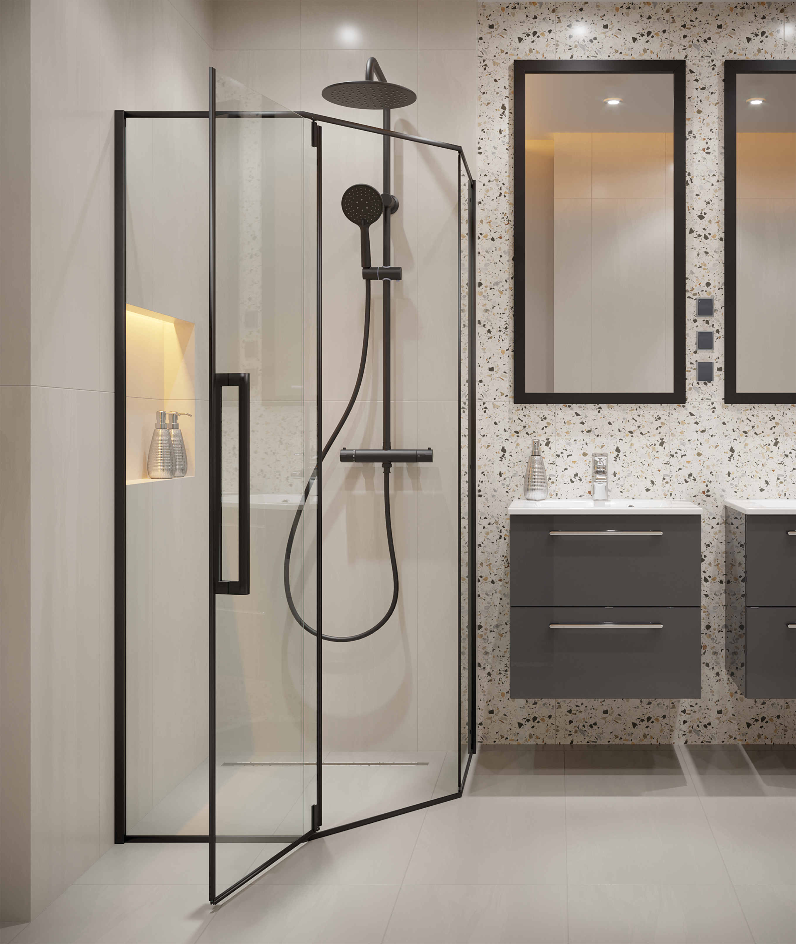 Kolumna prysznicowa z baterią Musta Termostat Invena - 5