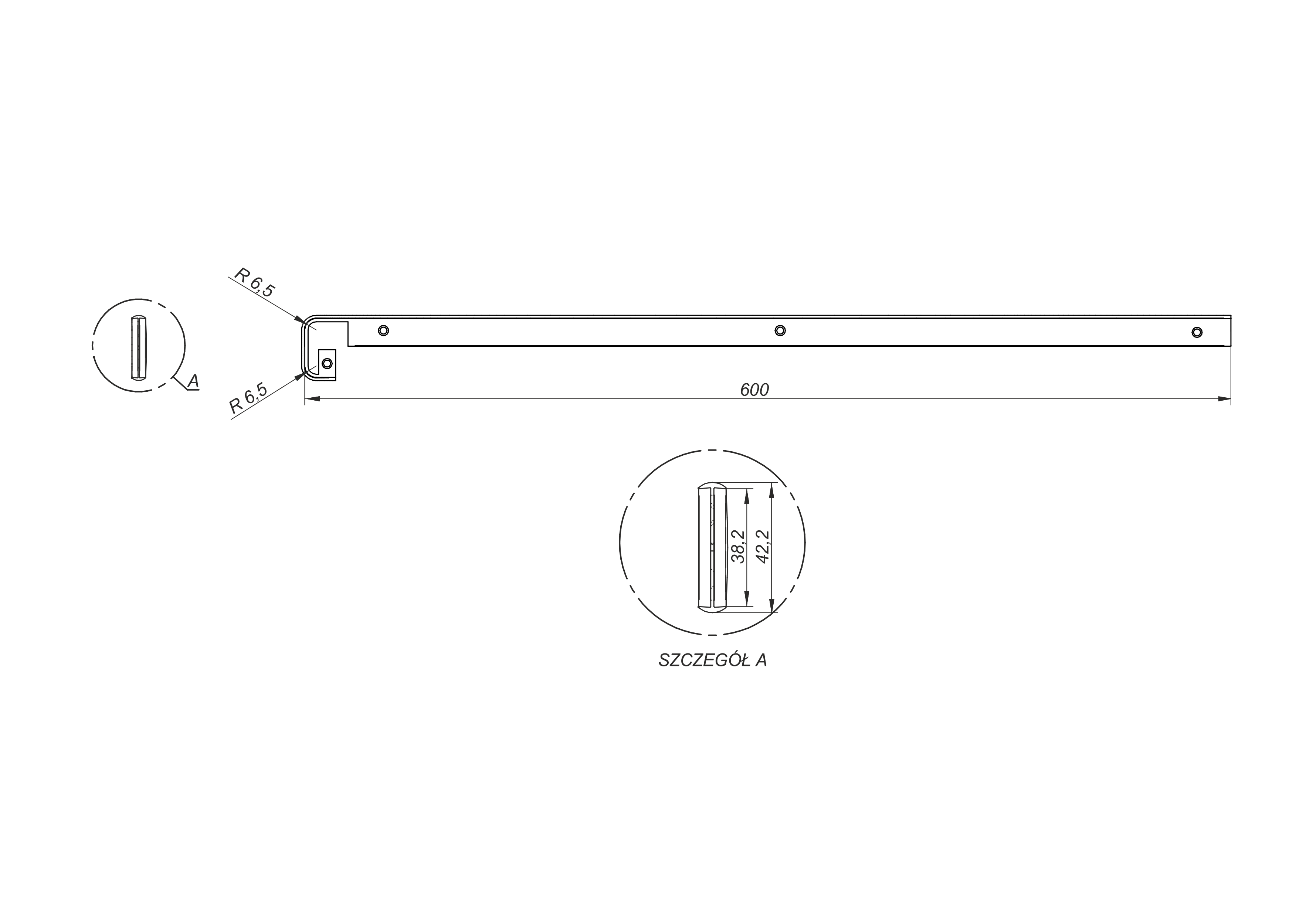 Listwa aluminiowa szczelinowa srebrna R6 3.8x60 cm Rejs - 2
