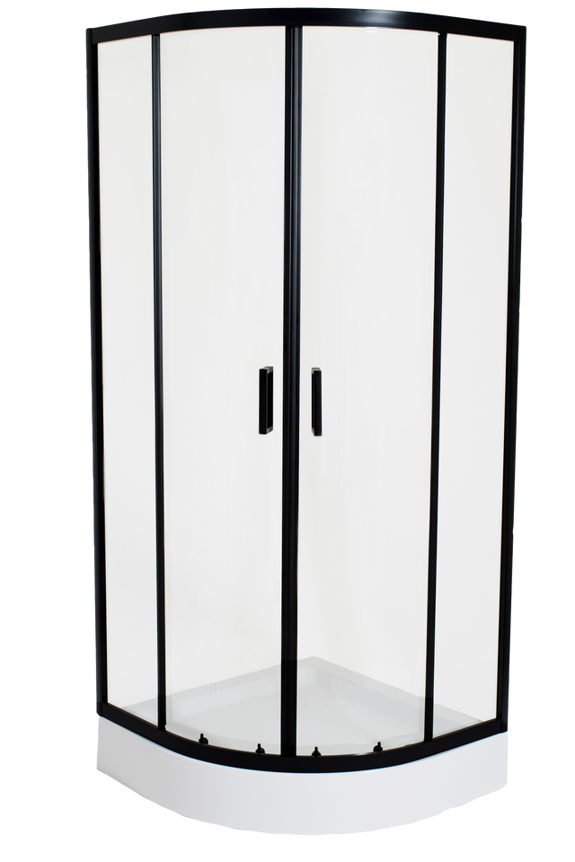 Kabina prysznicowa z brodzikiem półokrągła Ultra 80 x 80 x 206 cm czarna Liveno