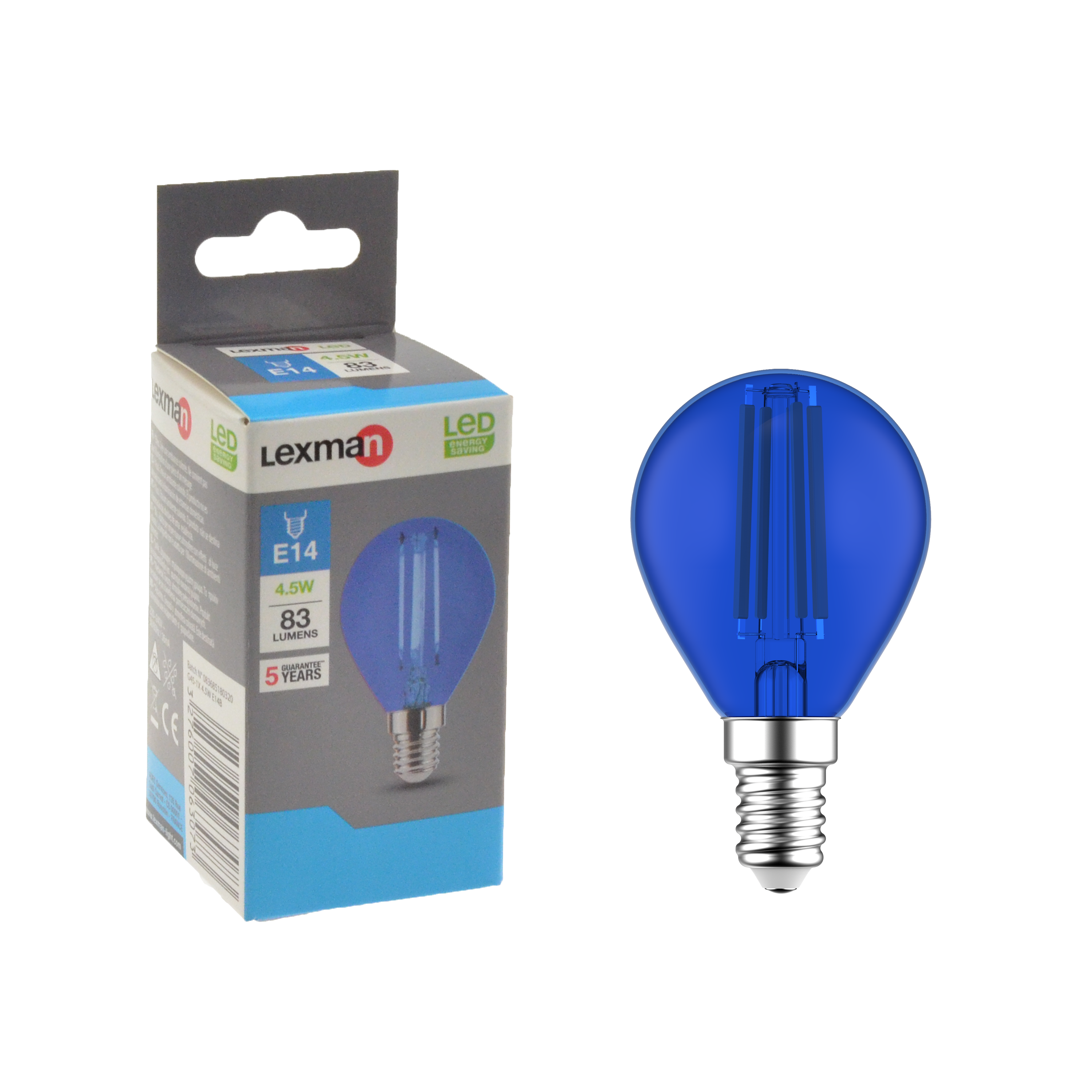 Lampadina LED, E14 sferico, luce calda, 4.5W= 83 LM (equiv 9 W), 360°, LEXMAN - 2