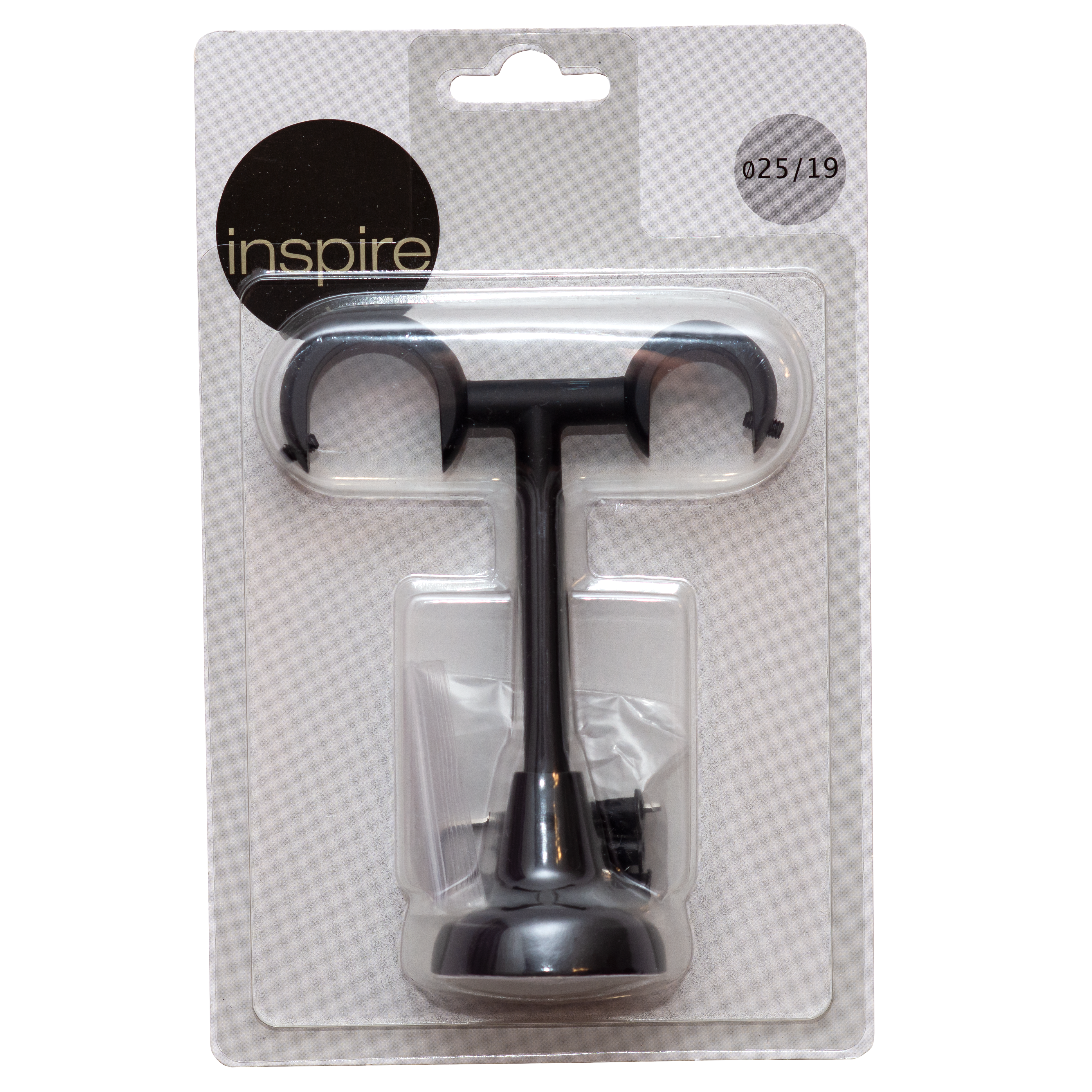 Wspornik do karnisza 25/19 mm sufitowy podwójny czarny mat 130 mm Inspire - 2