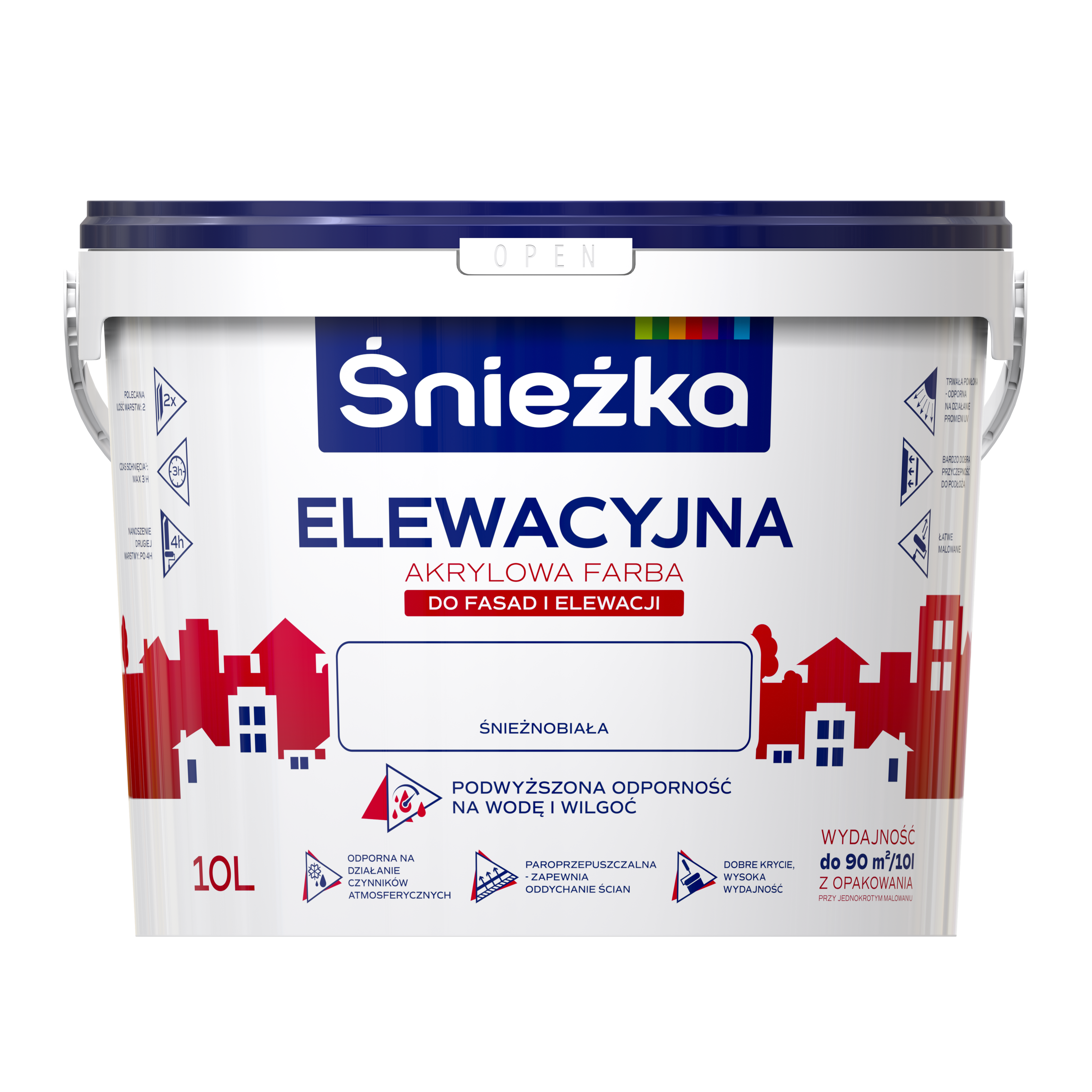 Farba akrylowa ELEWACYJNA 10 l Biały ŚNIEŻKA - 2