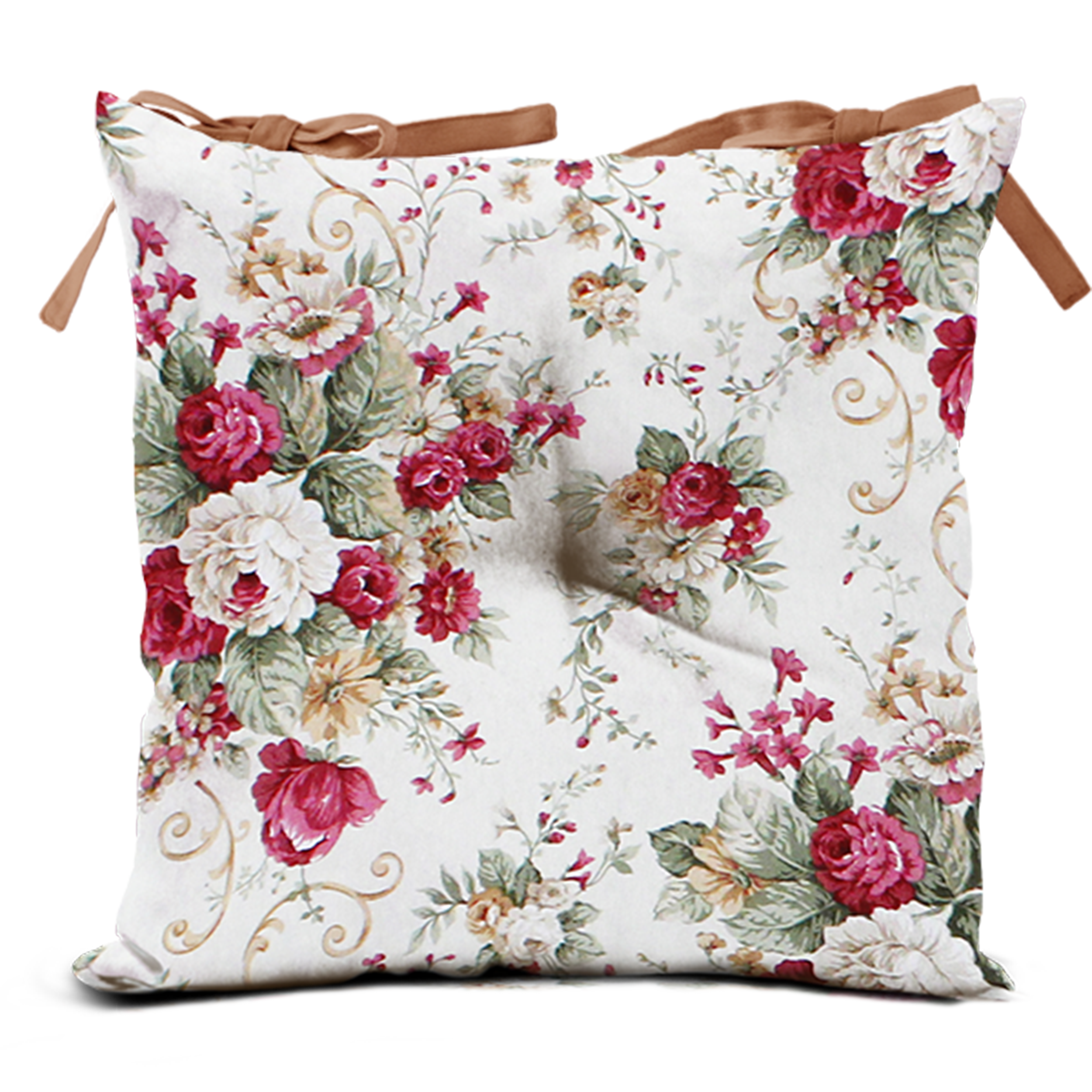 Poduszka na krzesło Silla Blumen bordowa 40 x 40 x 8 cm - 2