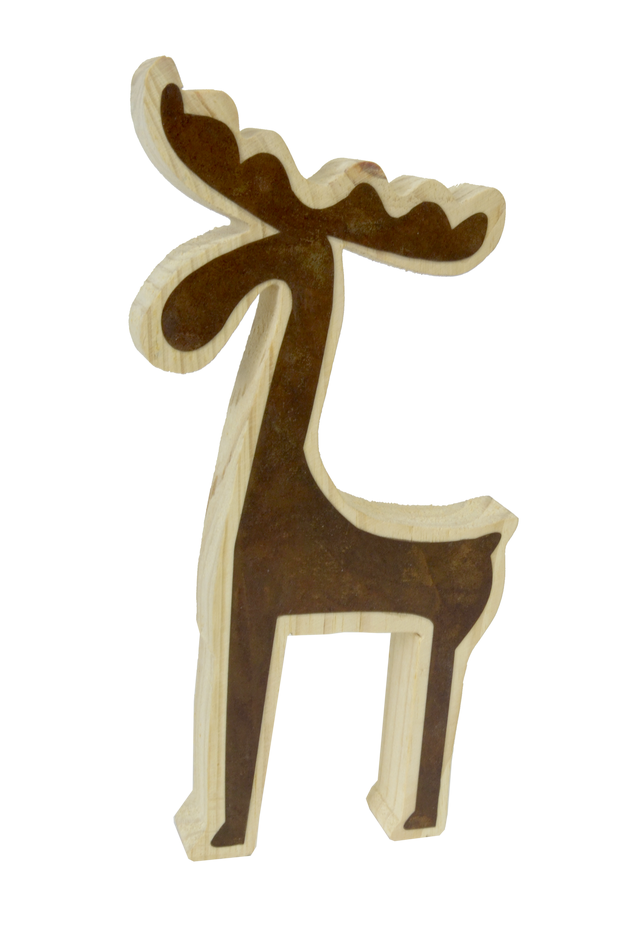 Renifer drewniany 25cm brązowy