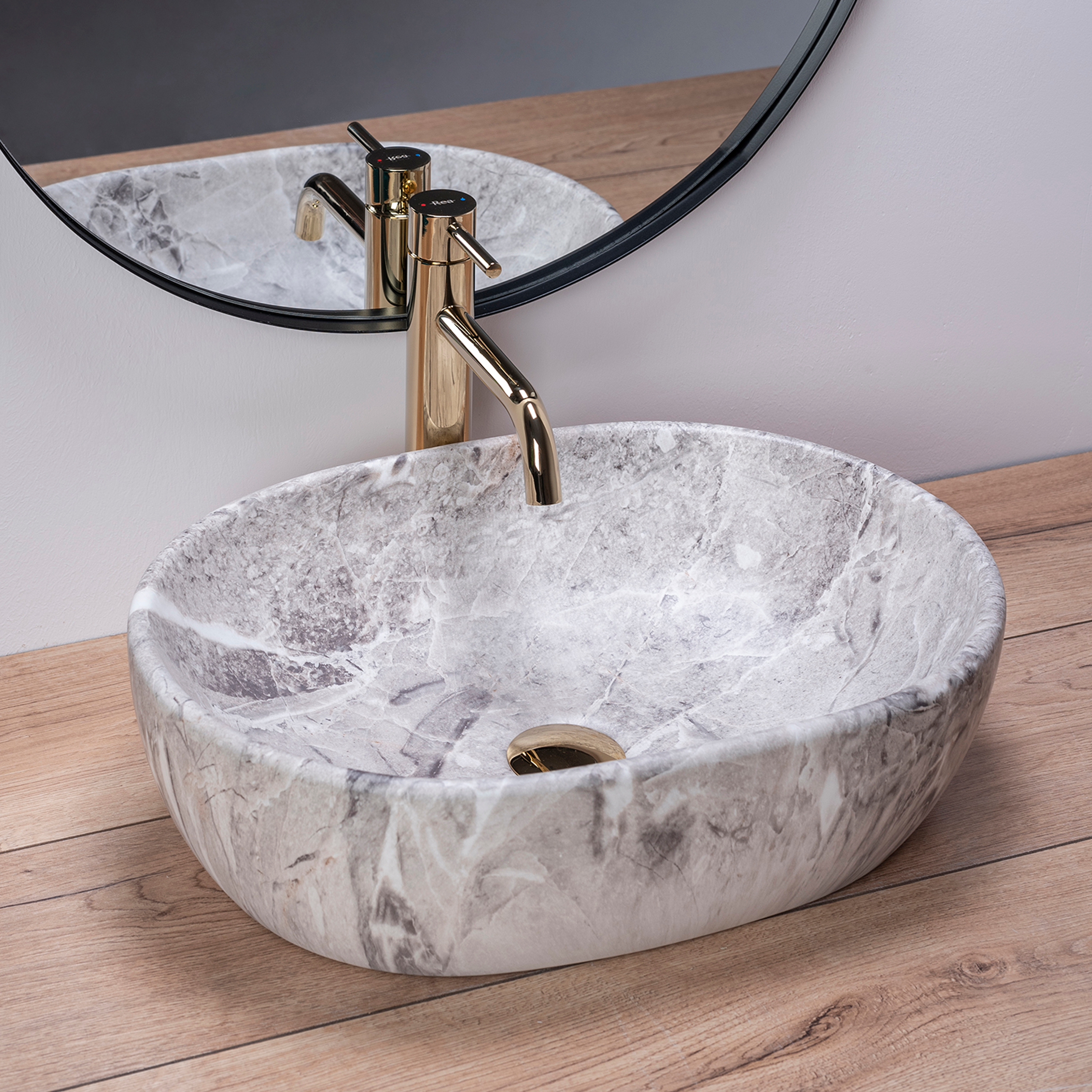 Umywalka ceramiczna nablatowa Lara 48 x 35 Rea - 2