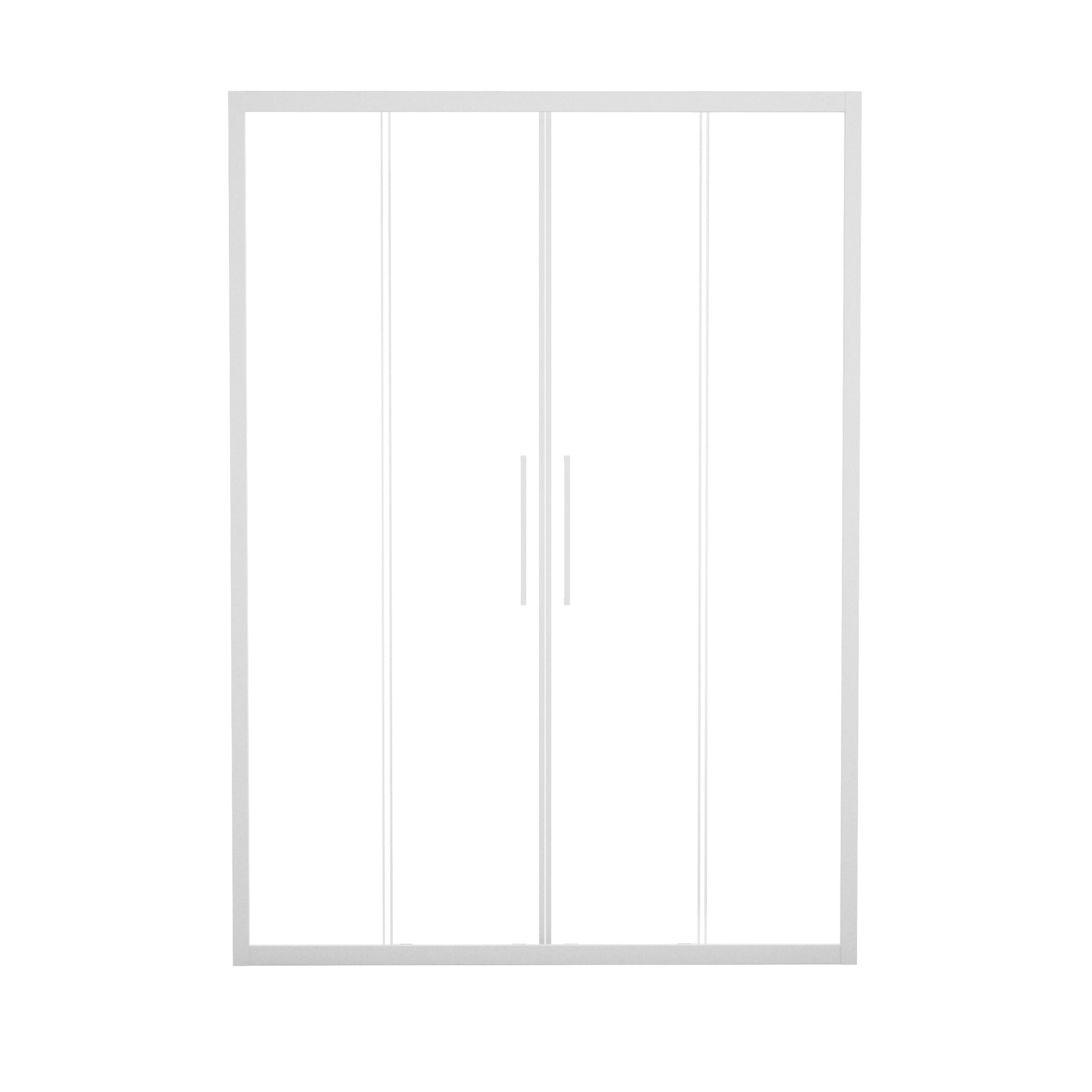 Porta doccia scorrevole L 137-141 cm x H 195 cm per nicchia in vetro trasparente SP. 6 mm, profilo opaco bianco, serie Record - 2