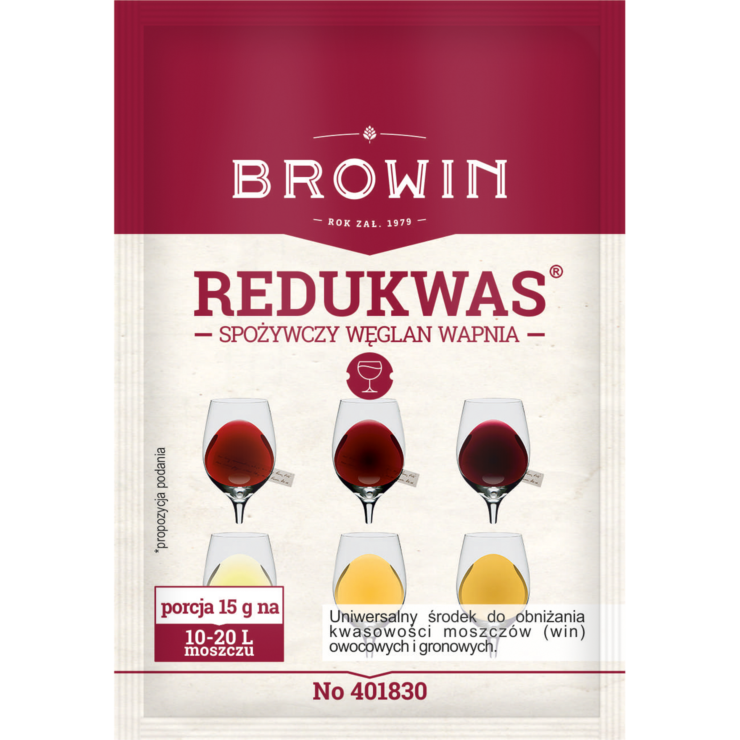Regulator kwasowości 15 g węglan wapnia Browin