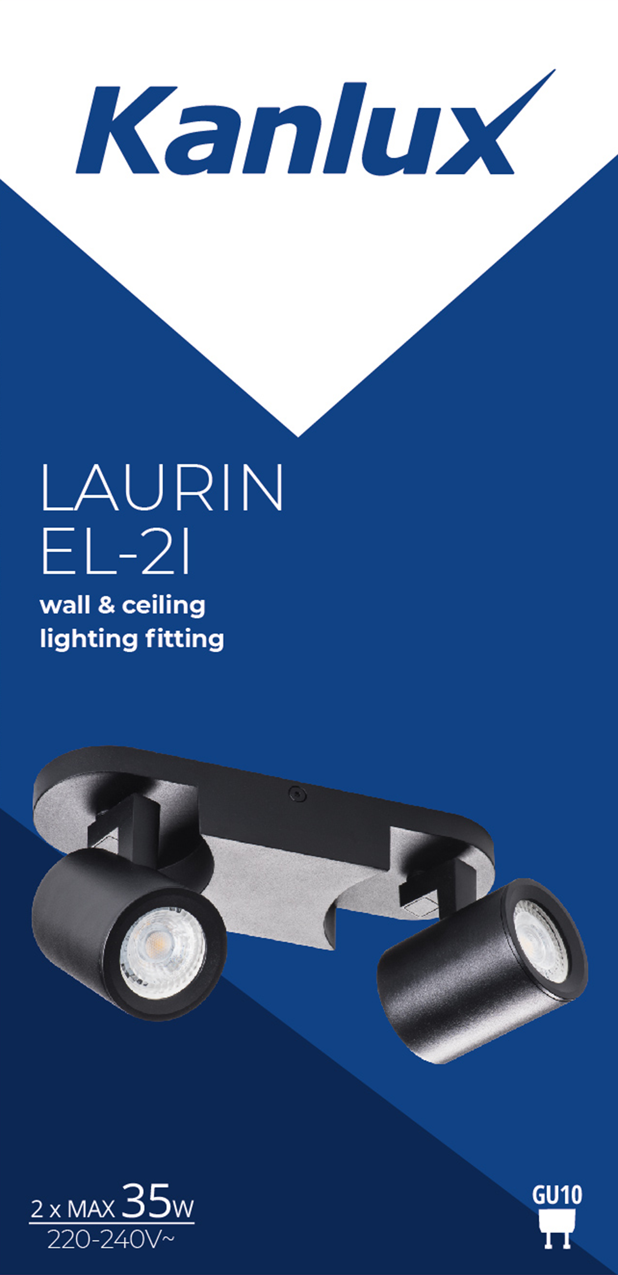 Listwa reflektorowa Laurin czarna 2 x GU10 Kanlux - 6