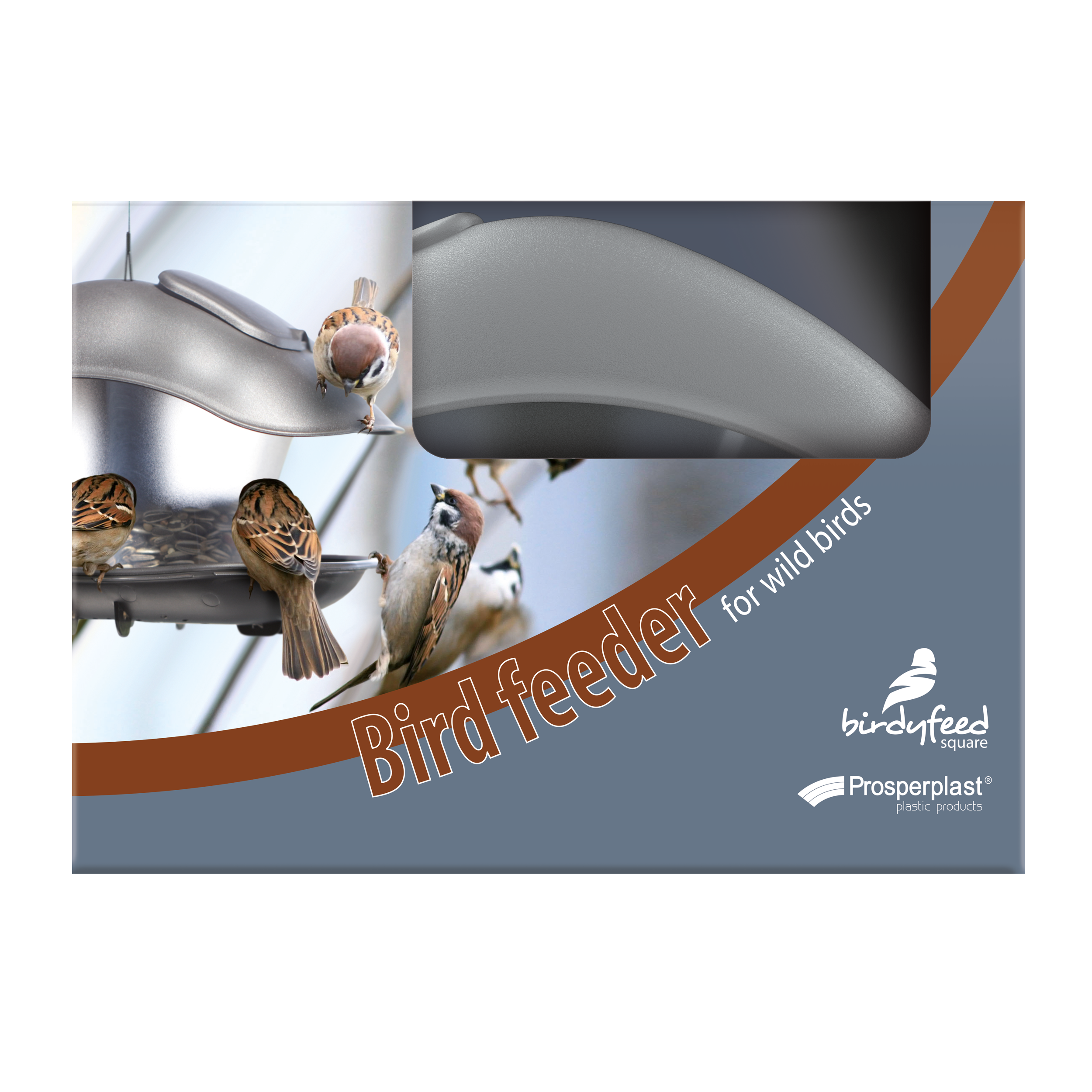 Karmnik dla ptaków 24.8x18.2x17.4 cm Birdyfeed prostokątny szary