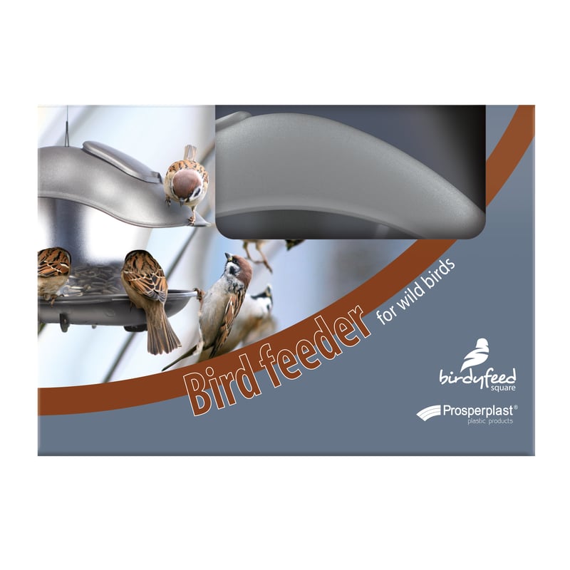 Karmnik dla ptaków 24.8x18.2x17.4 cm Birdyfeed prostokątny szary