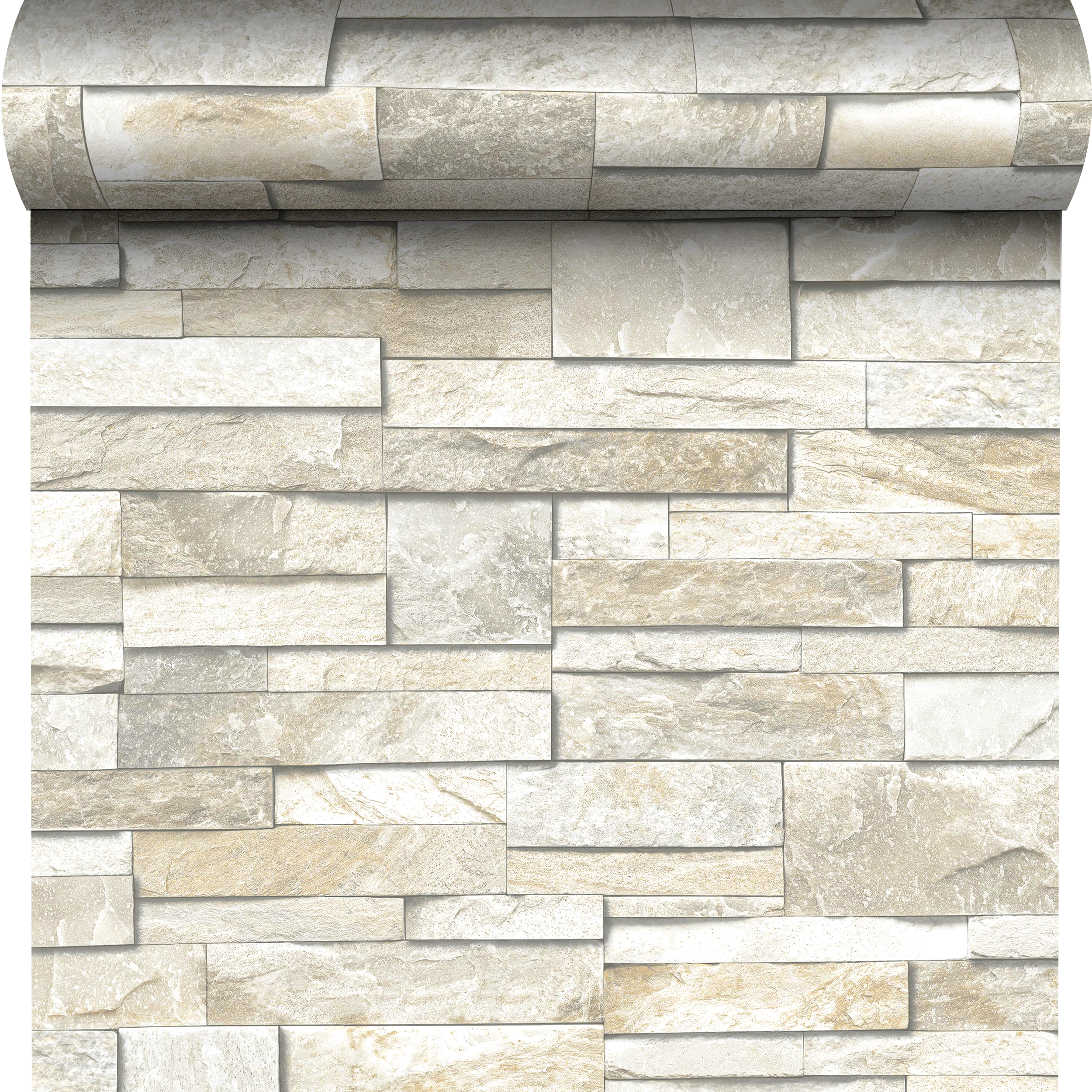 Papel pintado vinilo aplicación cola en pared Imitación material Piedra beige  INSPIRE 53cmx10.05m lavable - 6