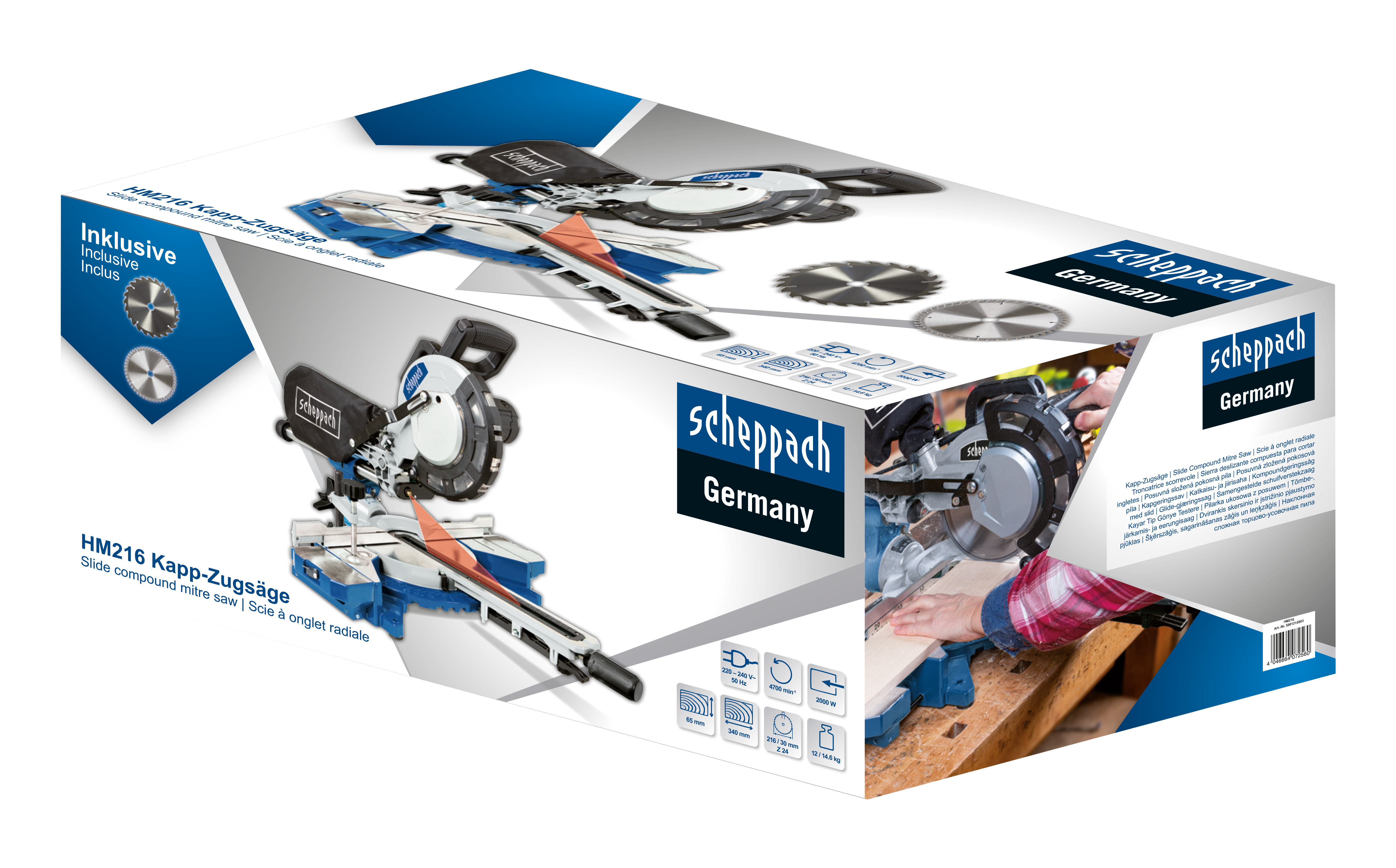 Pilarka ukosowa Scheppach HM216 z przesuwem 216 mm 2000W - 3