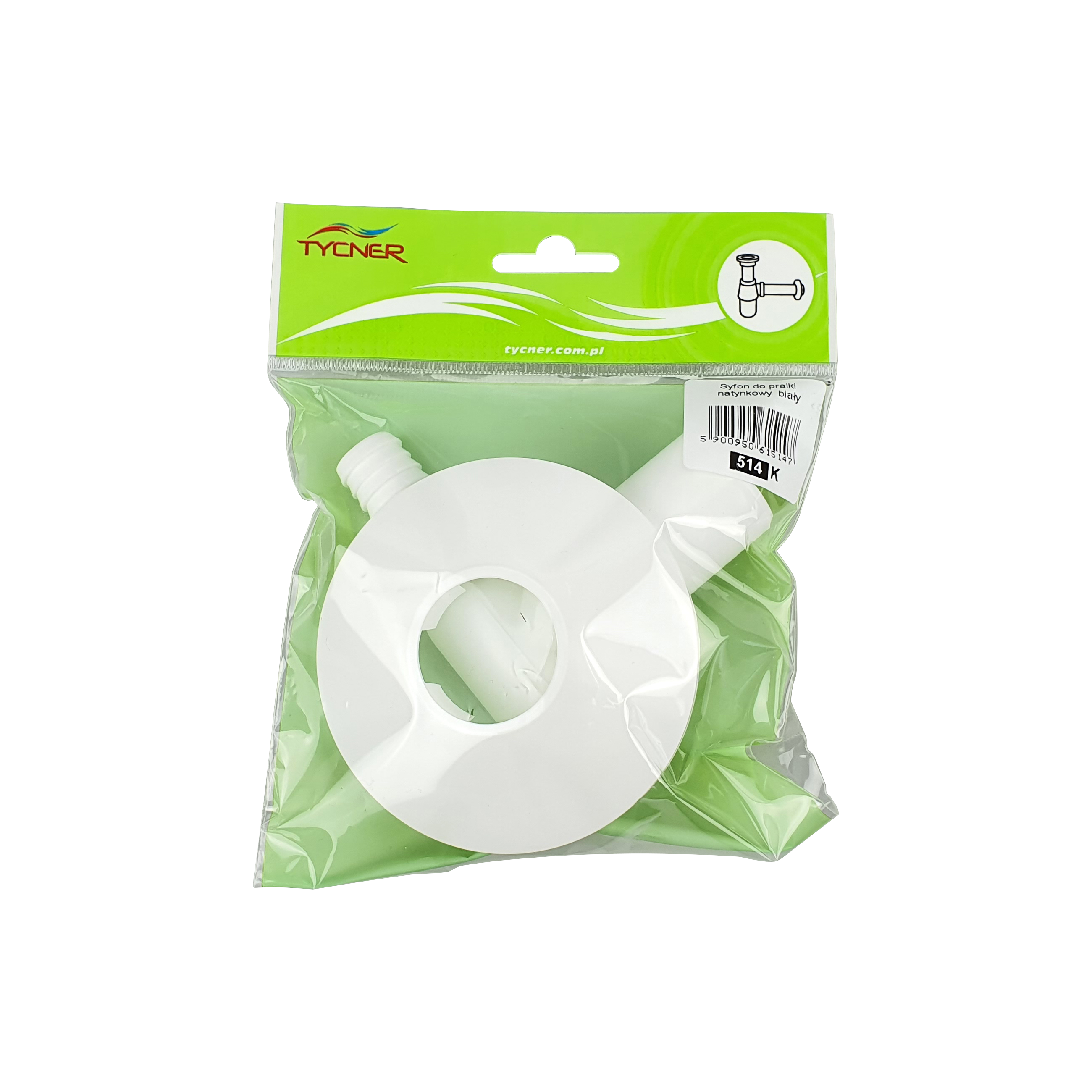 Syfon pralki natynkowy biały TYCNER - 2