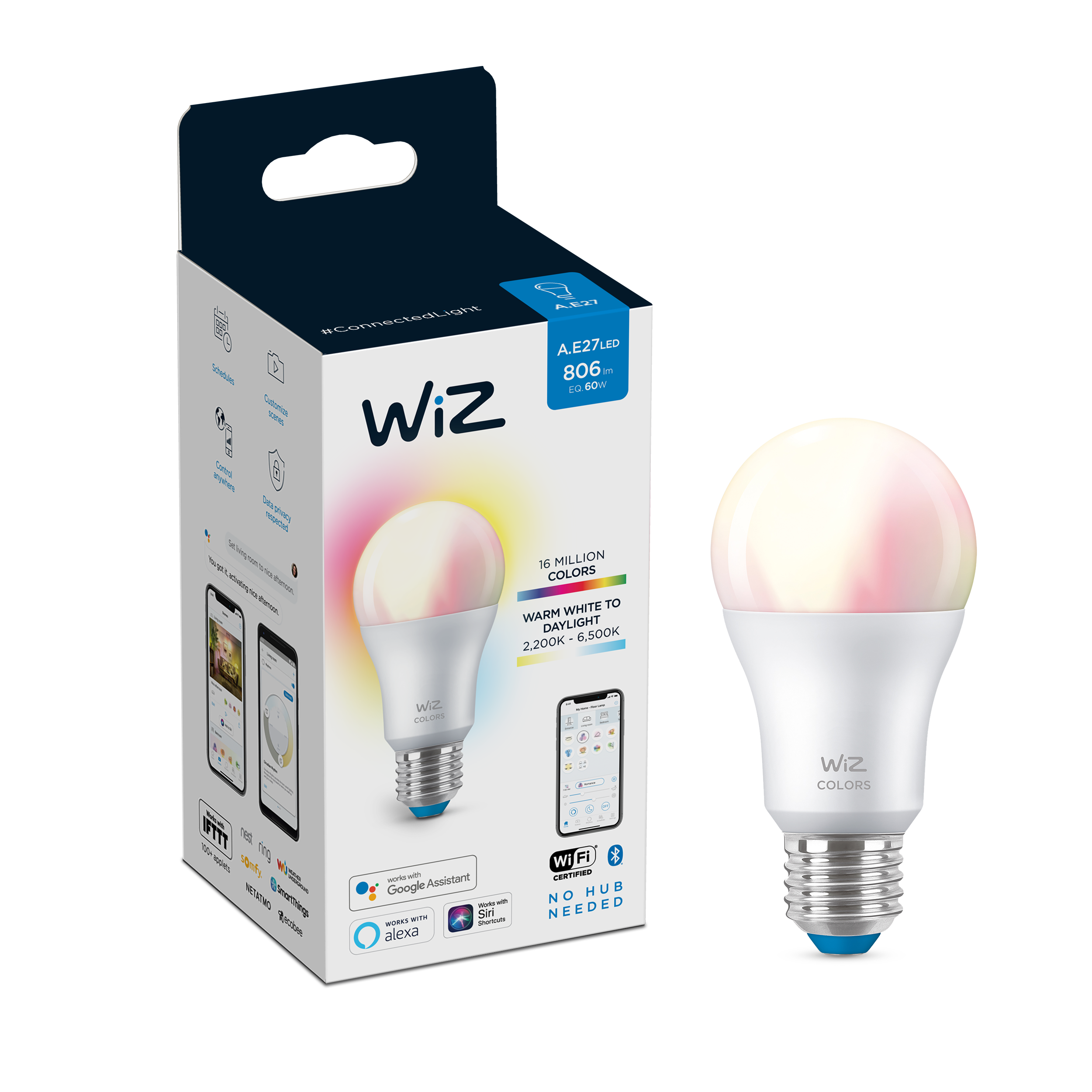 Żarówka Smart LED E27 8 W = 60 W 806 lm RGBW CCT DIM Wiz Smart lighting - 10
