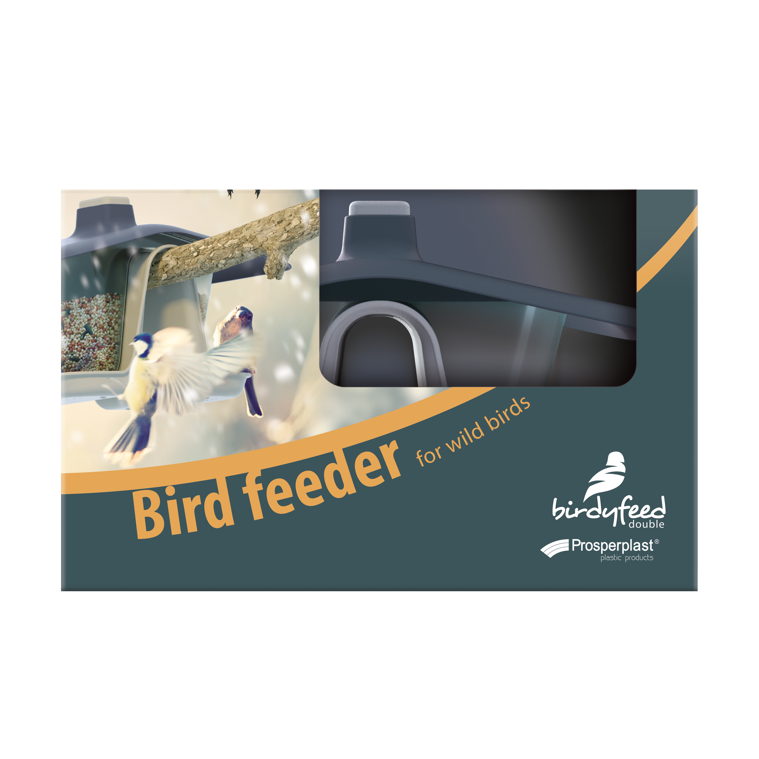 Karmnik dla ptaków 28x18.5x17.3 cm Birdyfeed podwójny szary