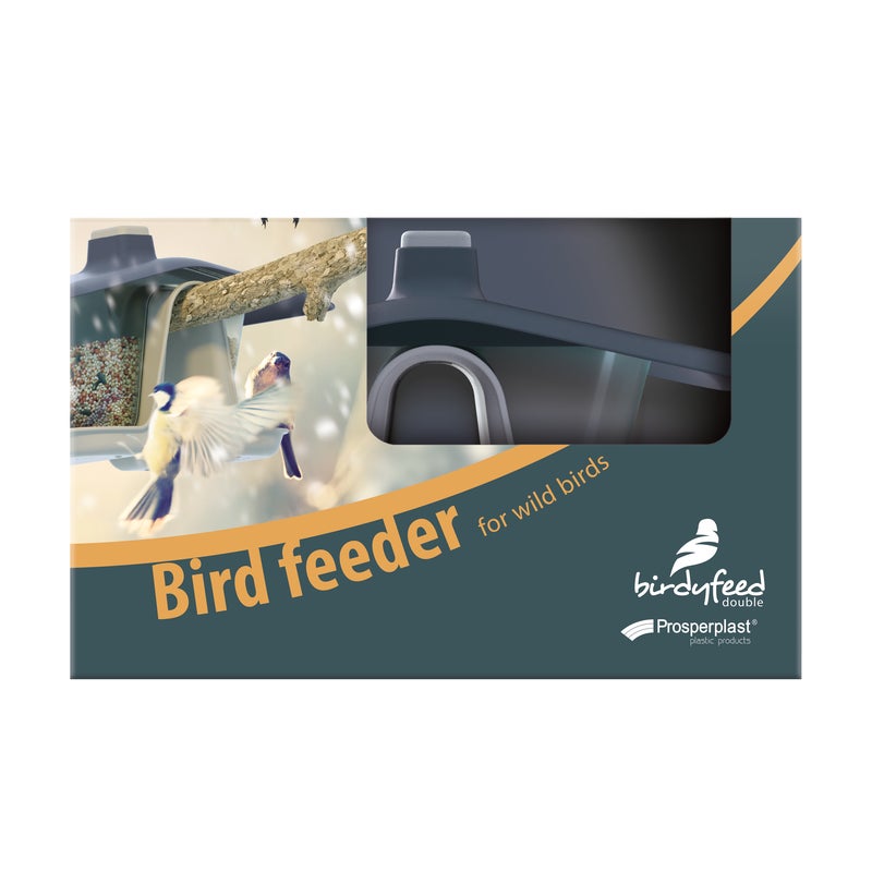 Karmnik dla ptaków 28x18.5x17.3 cm Birdyfeed podwójny szary