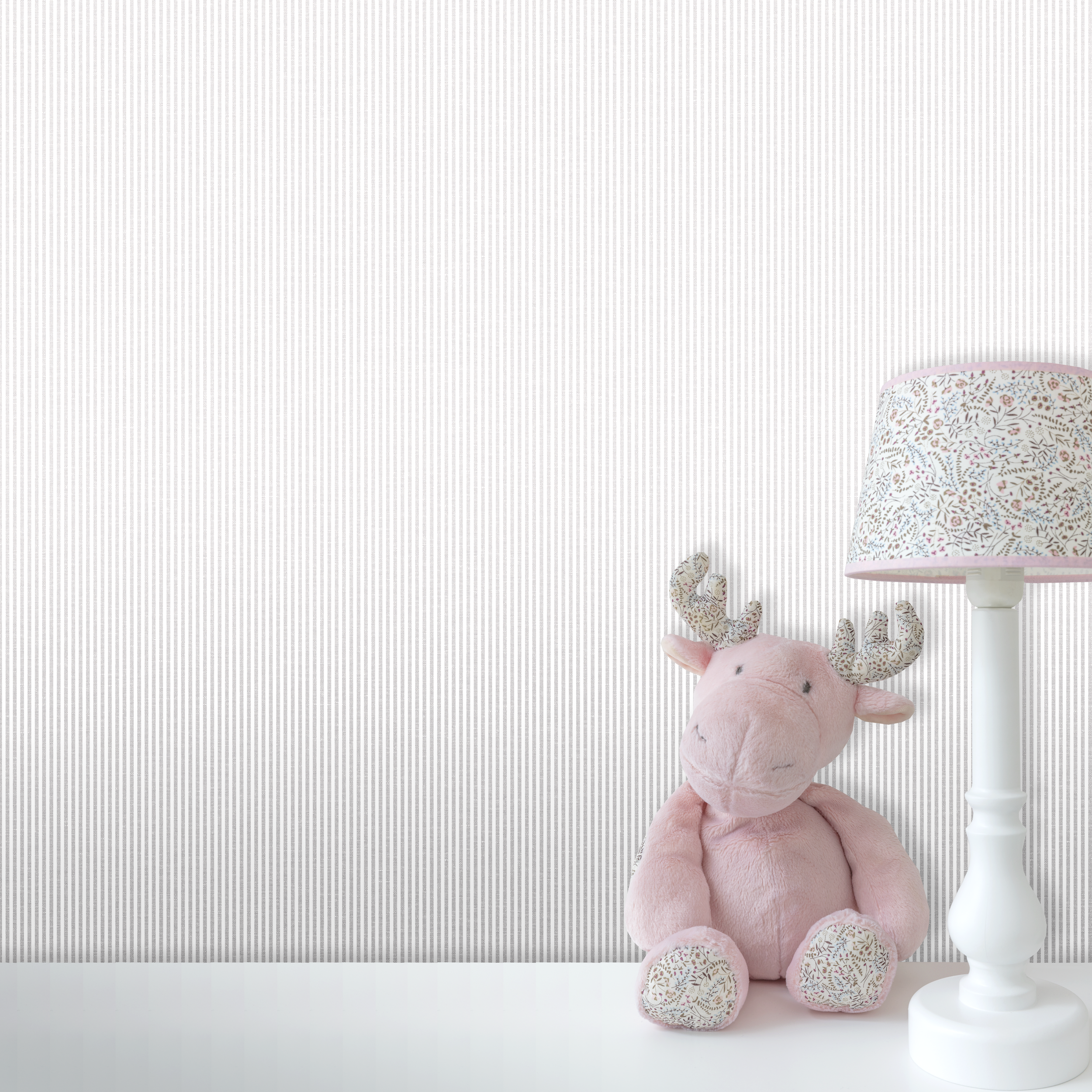 Tapeta w paski Jack'n Rose Kinder Stripes biało-szara winylowa na flizelinie