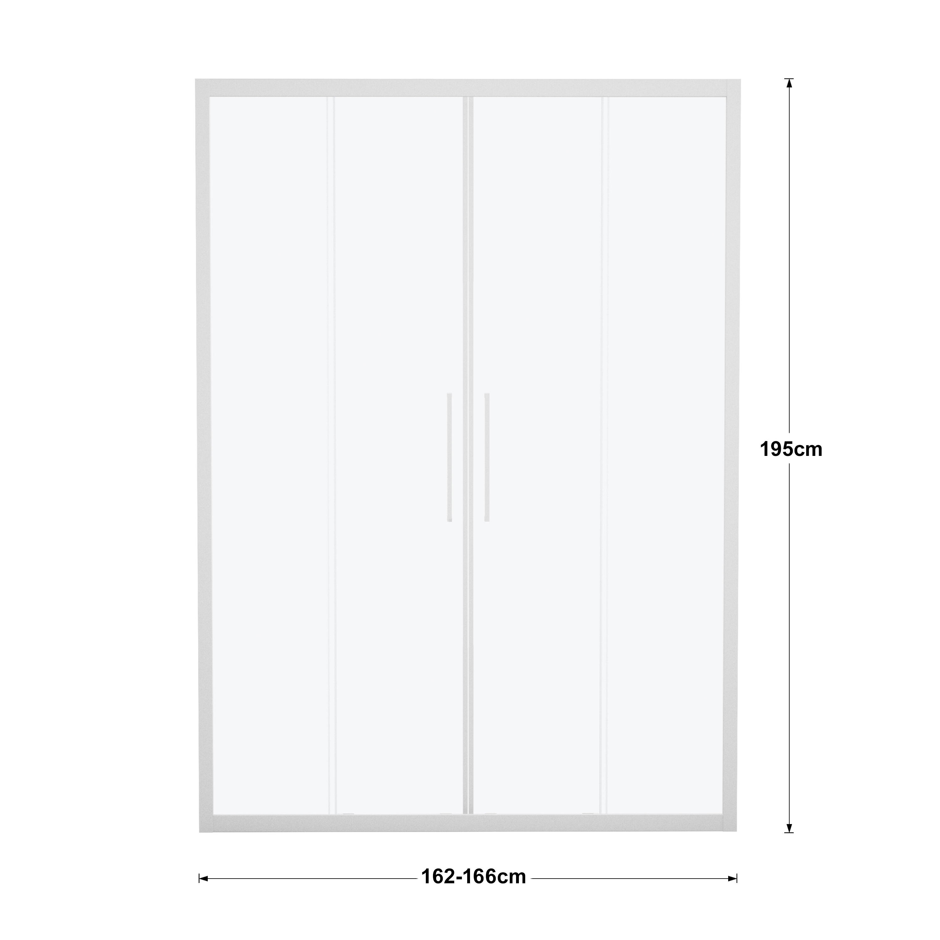Porta doccia scorrevole L 162-166 cm x H 195 cm, per nicchia in vetro smerigliato SP. 6 mm, profilo opaco bianco, serie Record - 9