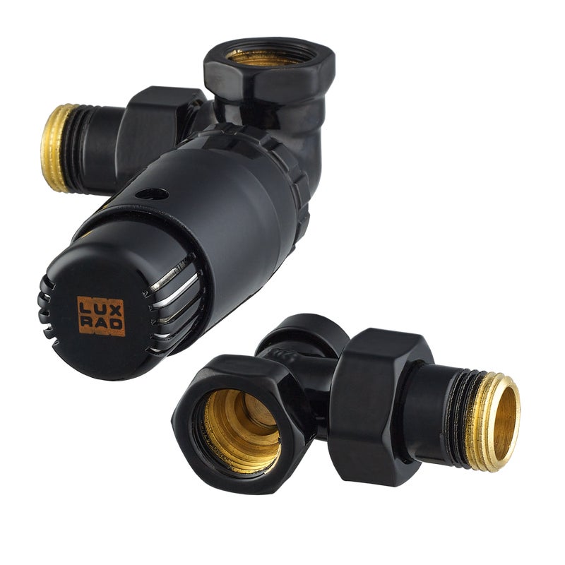 Zestaw termostatyczny OSIOWY LEWY 1/2" czarny LUXRAD
