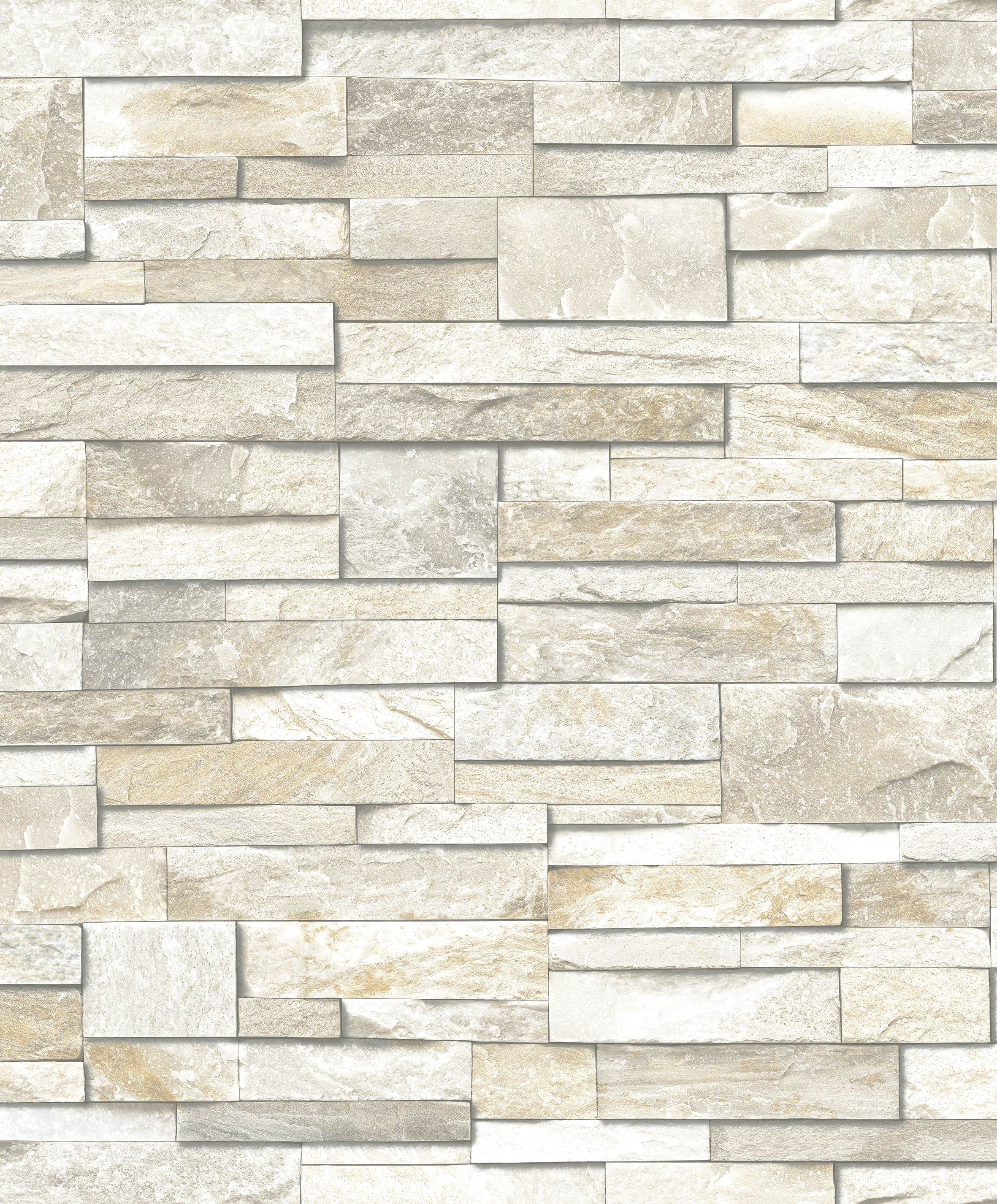 Papel pintado vinilo aplicación cola en pared Imitación material Piedra beige  INSPIRE 53cmx10.05m lavable - 3