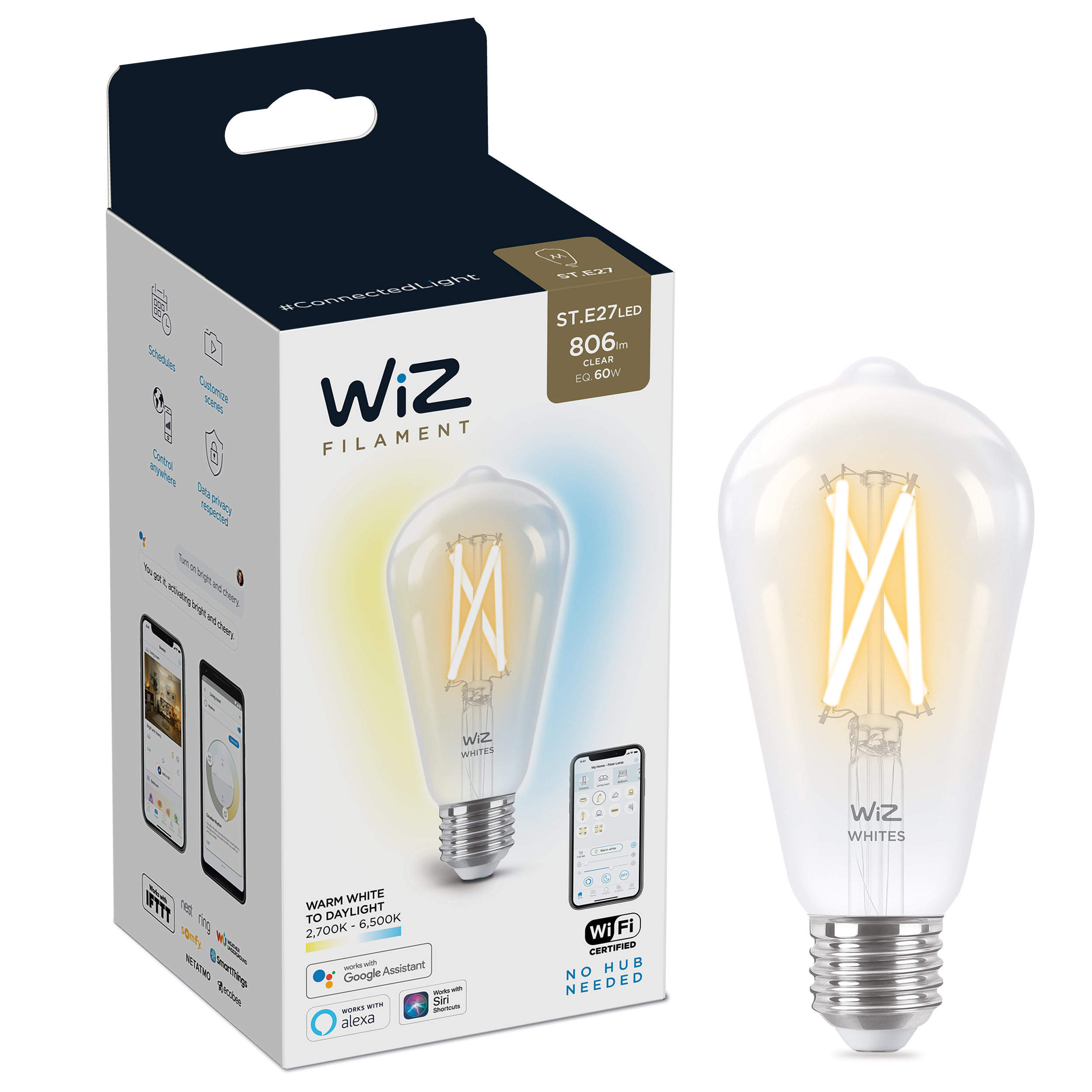 Żarówka LED Smart E27 6.7 W = 60 W 806 lm CCT DIM Wiz Smart lighting