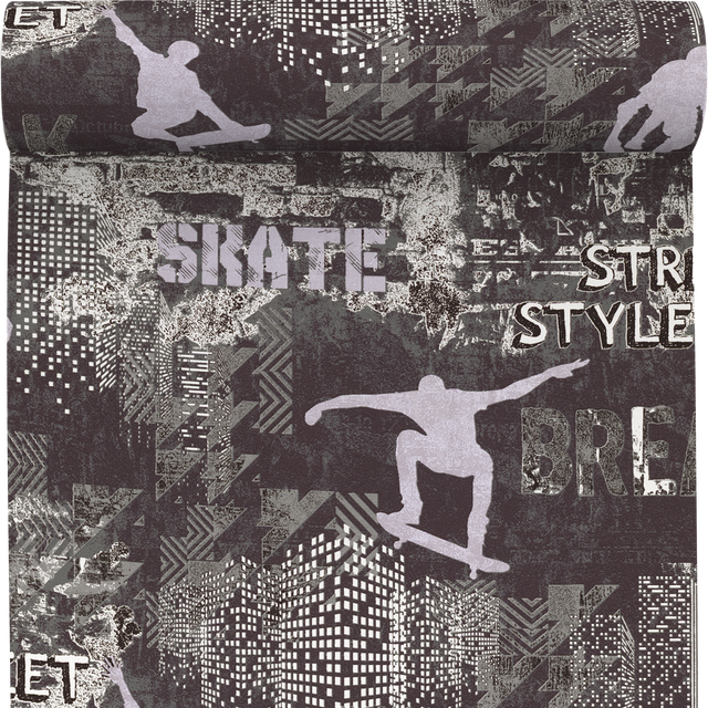 Tapeta do pokoju młodzieżowego Skater czarna winylowa na flizelinie