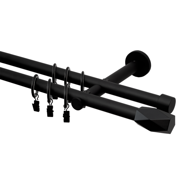 Karnisz Heksagon 240 cm podwójny czarny mat 19 mm Inspire