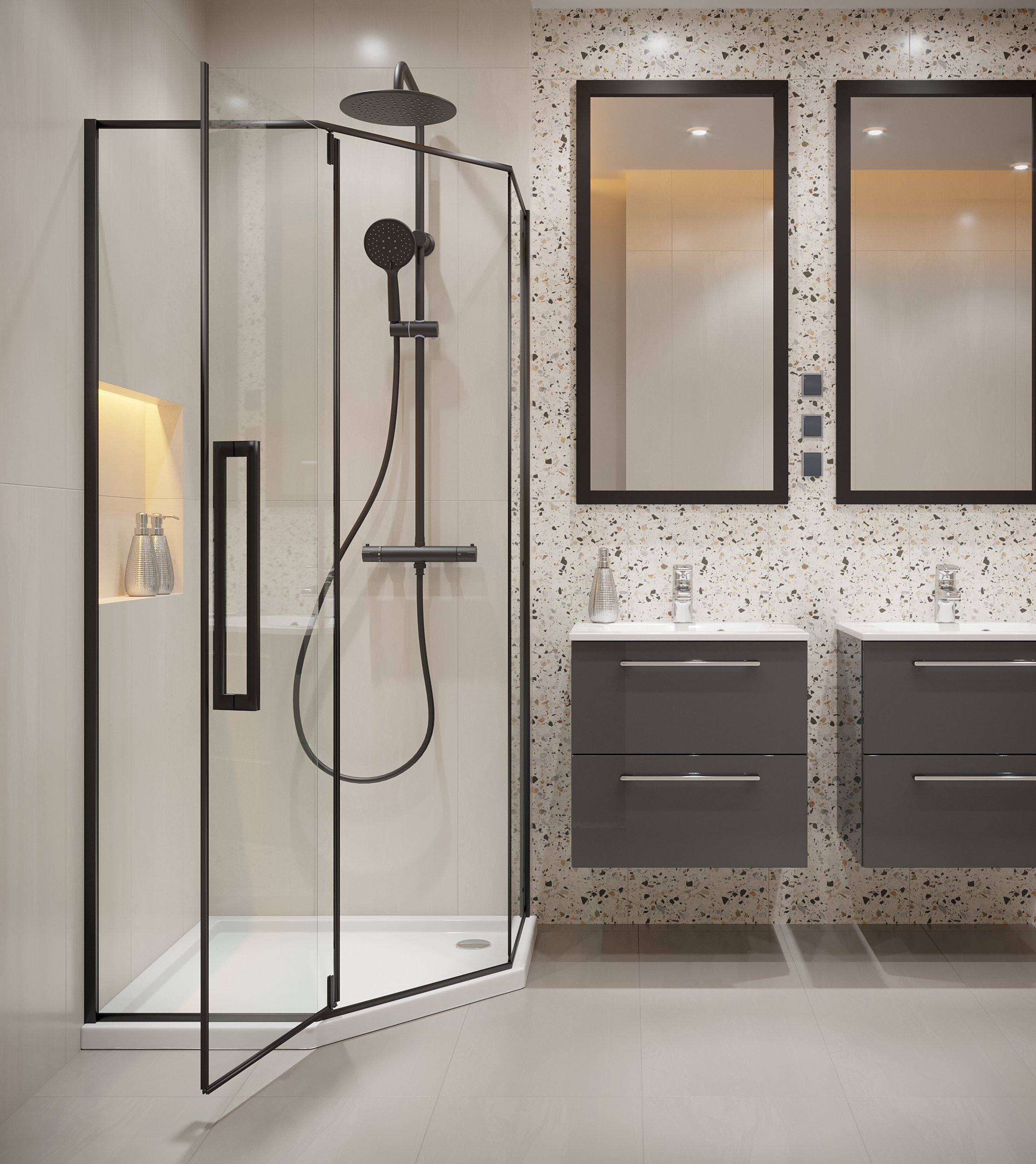 Kolumna prysznicowa z baterią Musta Termostat Invena - 4