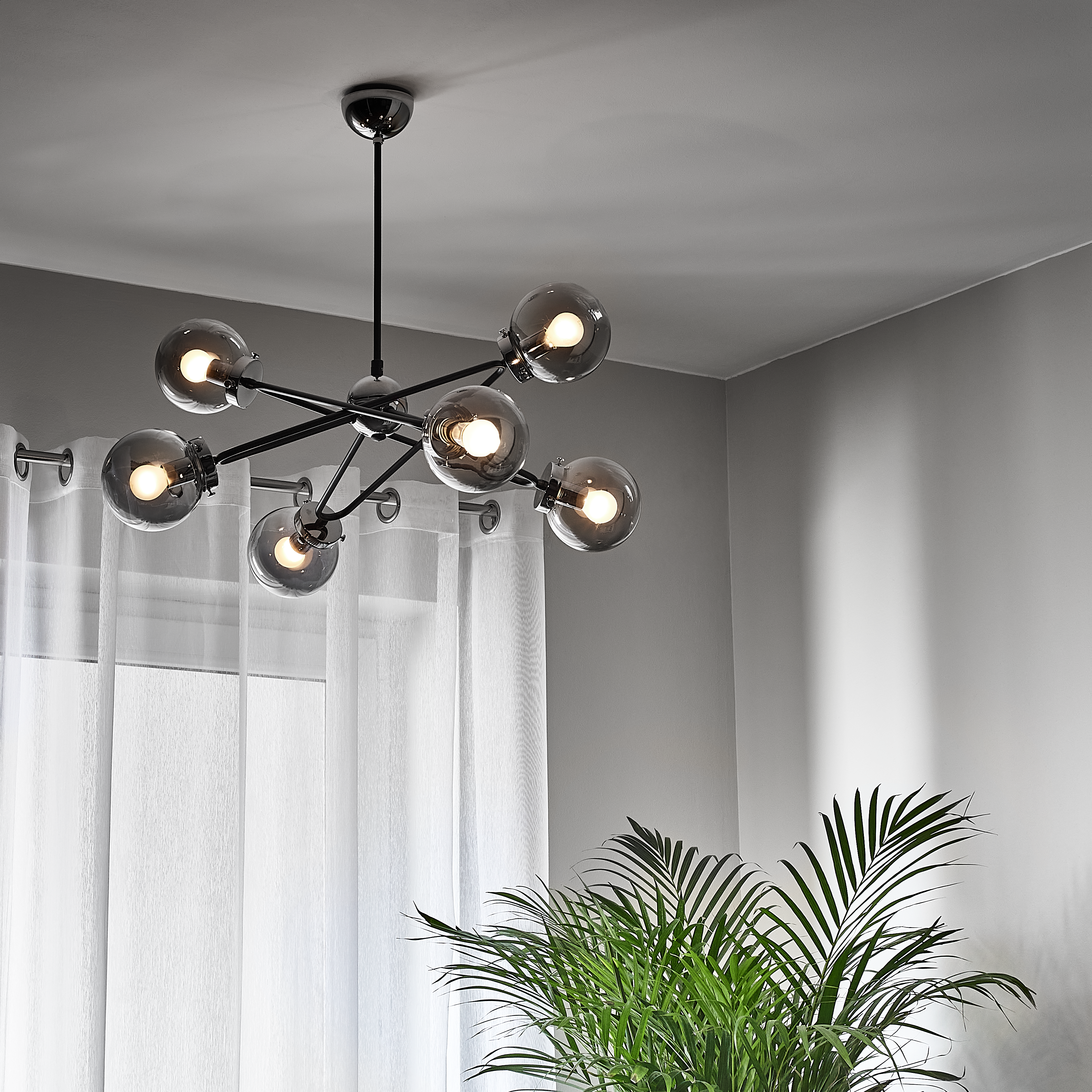 Lampa wisząca Sagito srebrna 6 x E14 Alfa - 2