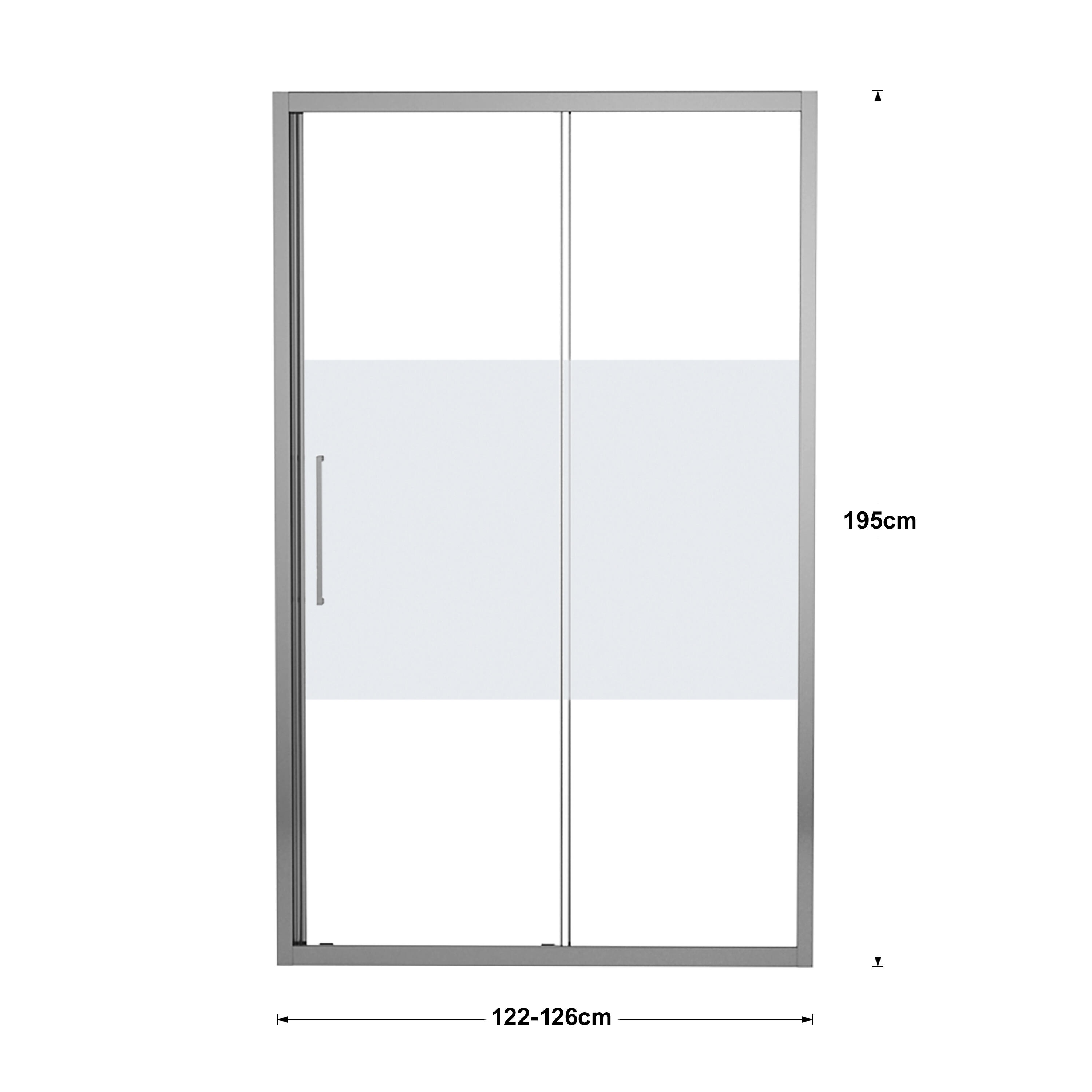 Porta doccia scorrevole L 122-126 cm x H 195 cm per nicchia in vetro smerigliato SP. 6 mm, profilo lucido cromo, serie Record - 3