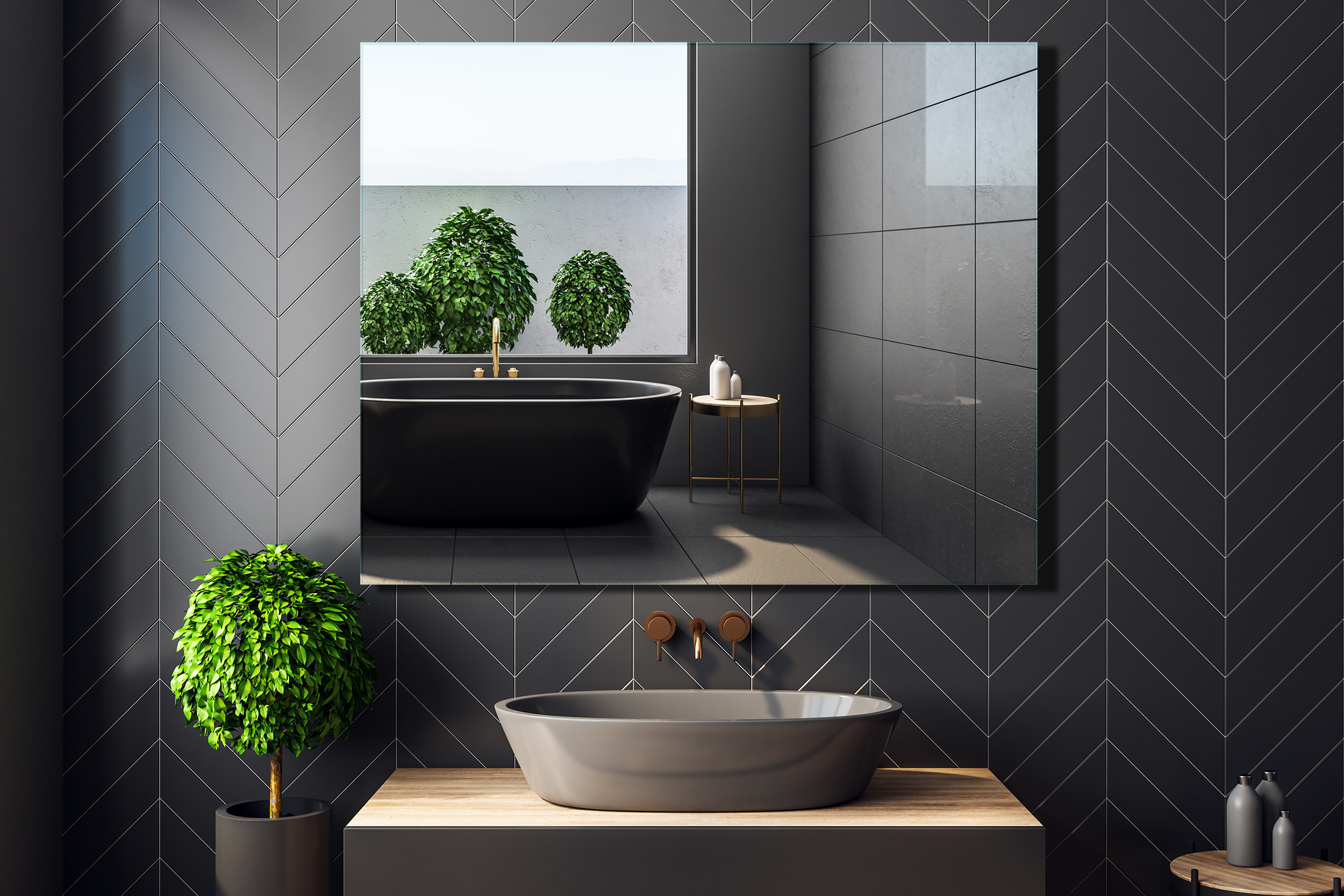 Lustro bez oświetlenia rama aluminium SOLE 100 x 80 VENTI - 4
