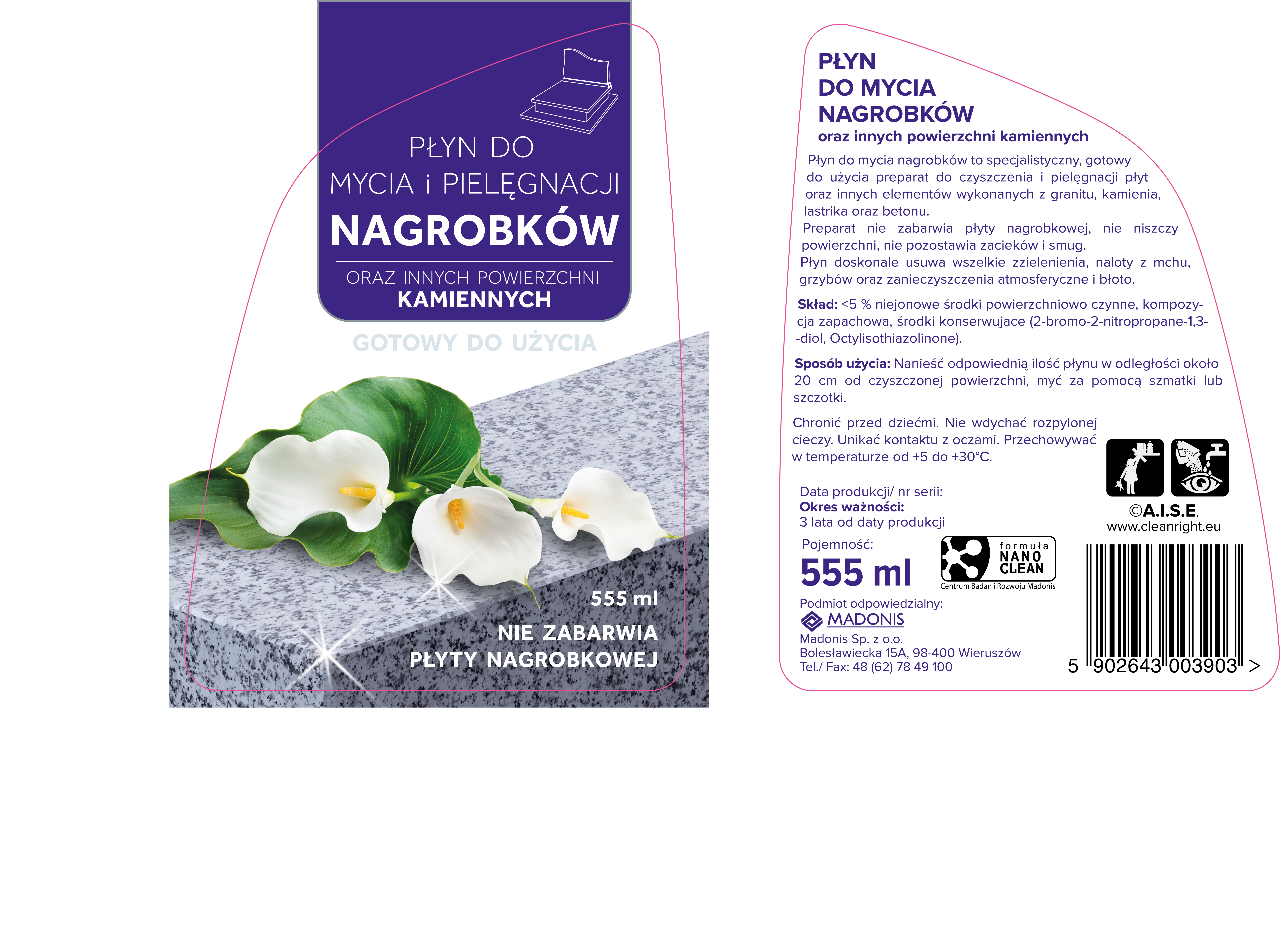 Płyn do mycia i pielęgnacji nagrobków 555 ml - 2