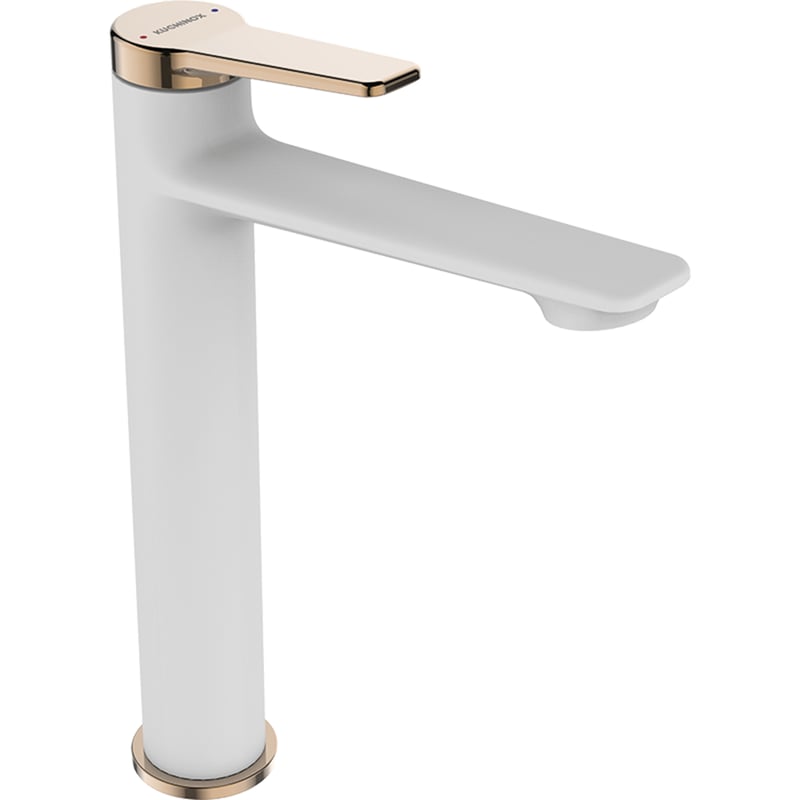 Bateria umywalkowa Alanis biało złota wysoka K/klik Kuchinox