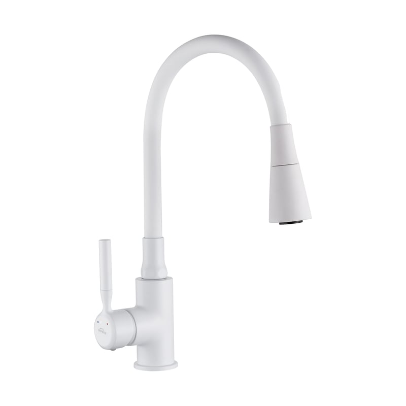 Bateria kuchenna z elastyczną wylewką Hula2 Biała Invena