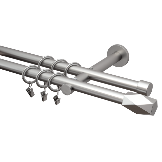Karnisz Heksagon 300 cm podwójny chrom mat 19 mm Inspire