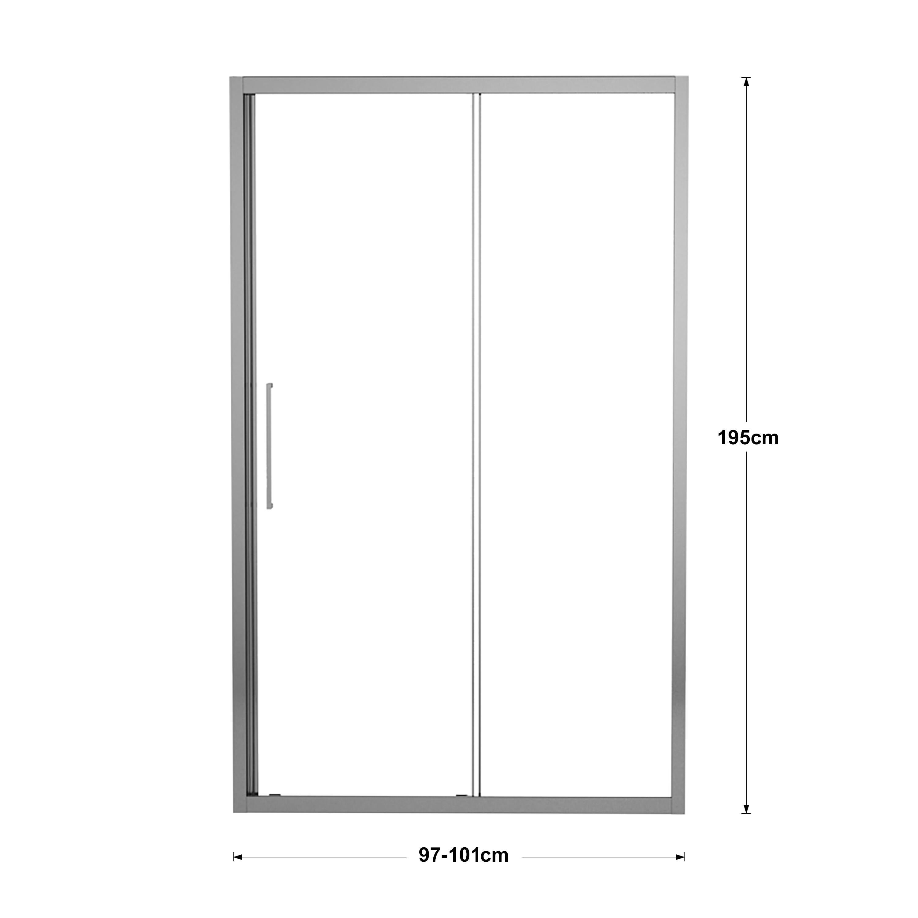 Porta doccia scorrevole L 97-101 cm x H 195 cm per nicchia in vetro trasparente SP. 6 mm, profilo lucido cromo, serie Record - 9
